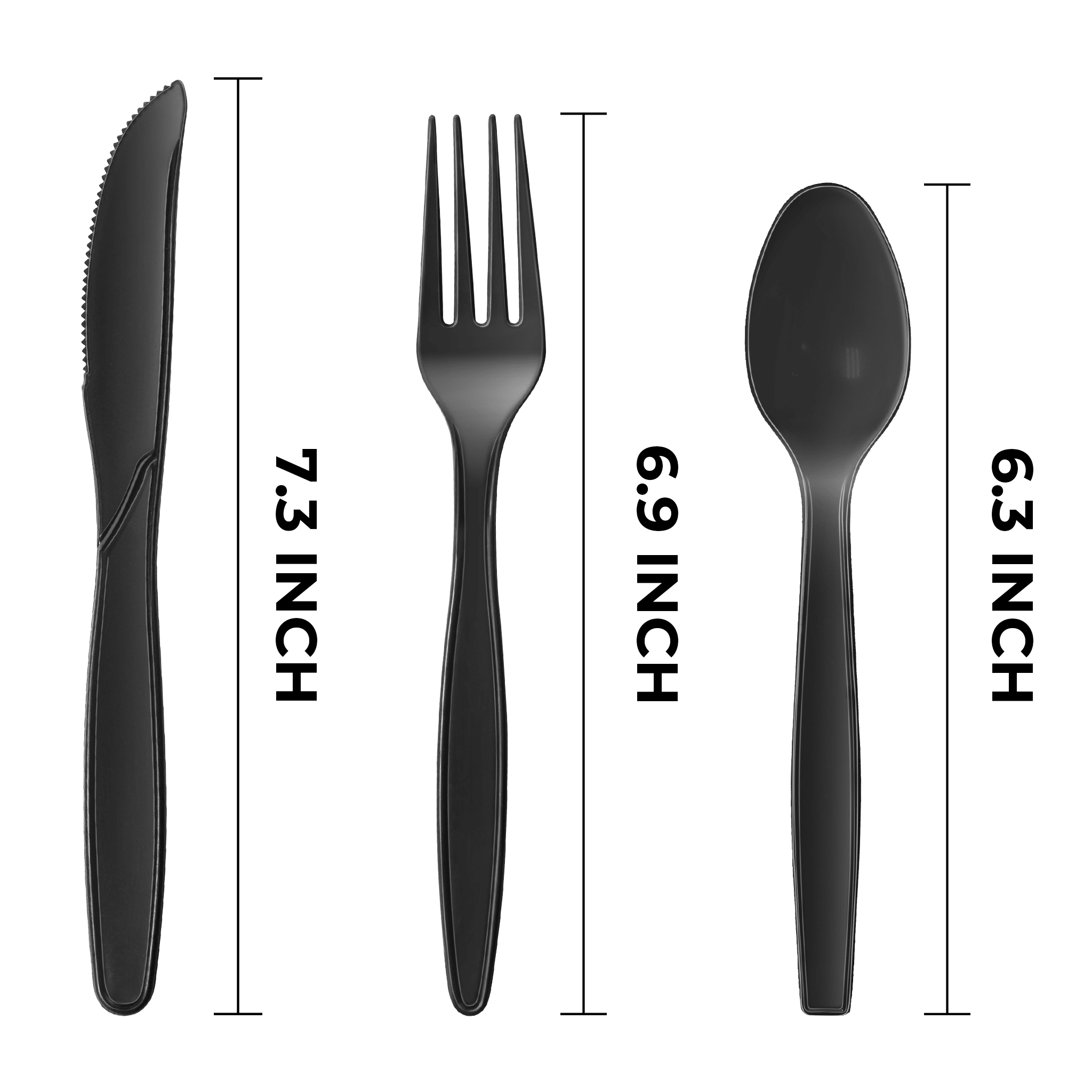 [250ct] PP Plastic Extra Heavy Weight Cutlery Kits with Salt and Pepper | Black - Biocean by Danube BlueBiocean