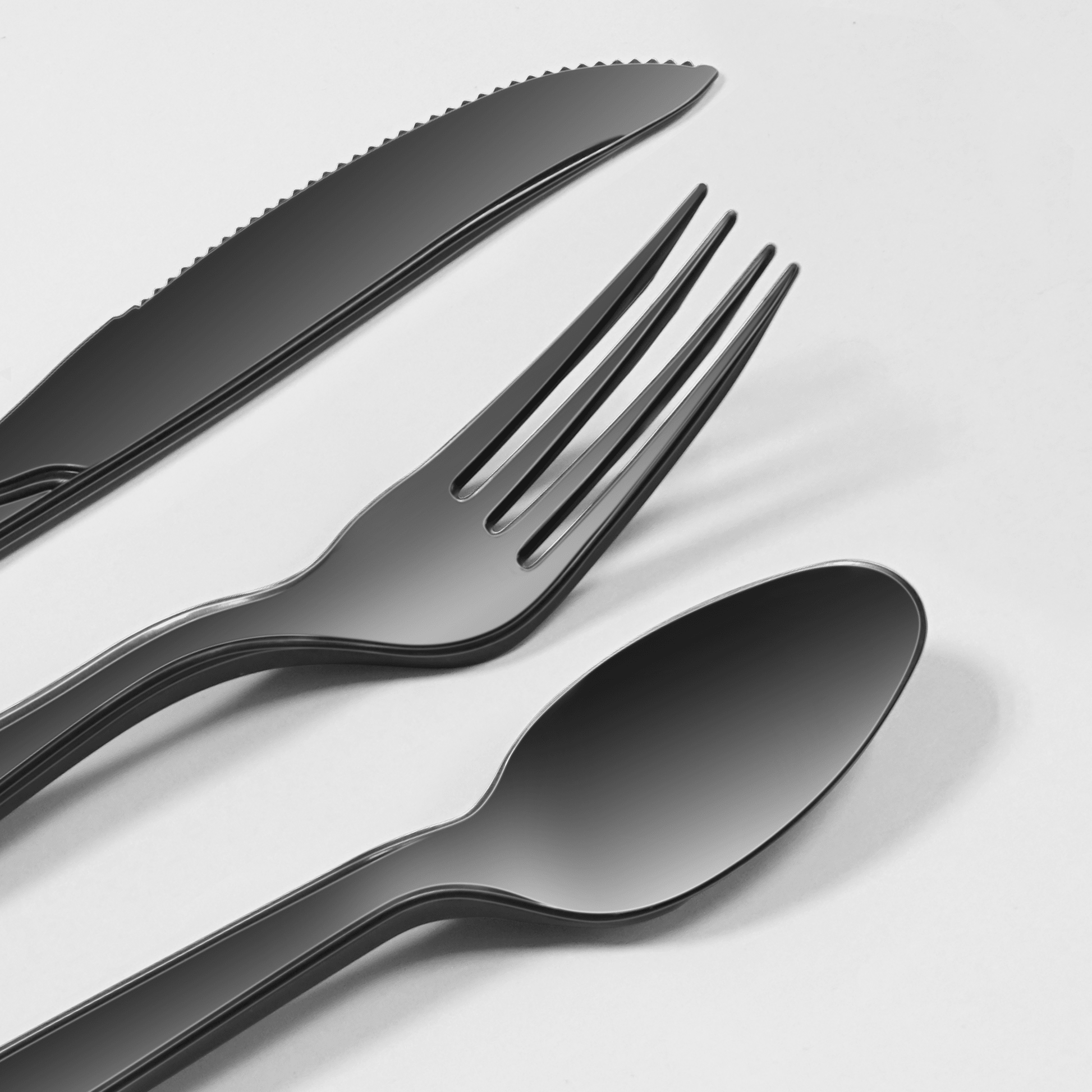 [250ct] PP Plastic Extra Heavy Weight Cutlery Kits with Salt and Pepper | Black - Biocean by Danube BlueBiocean