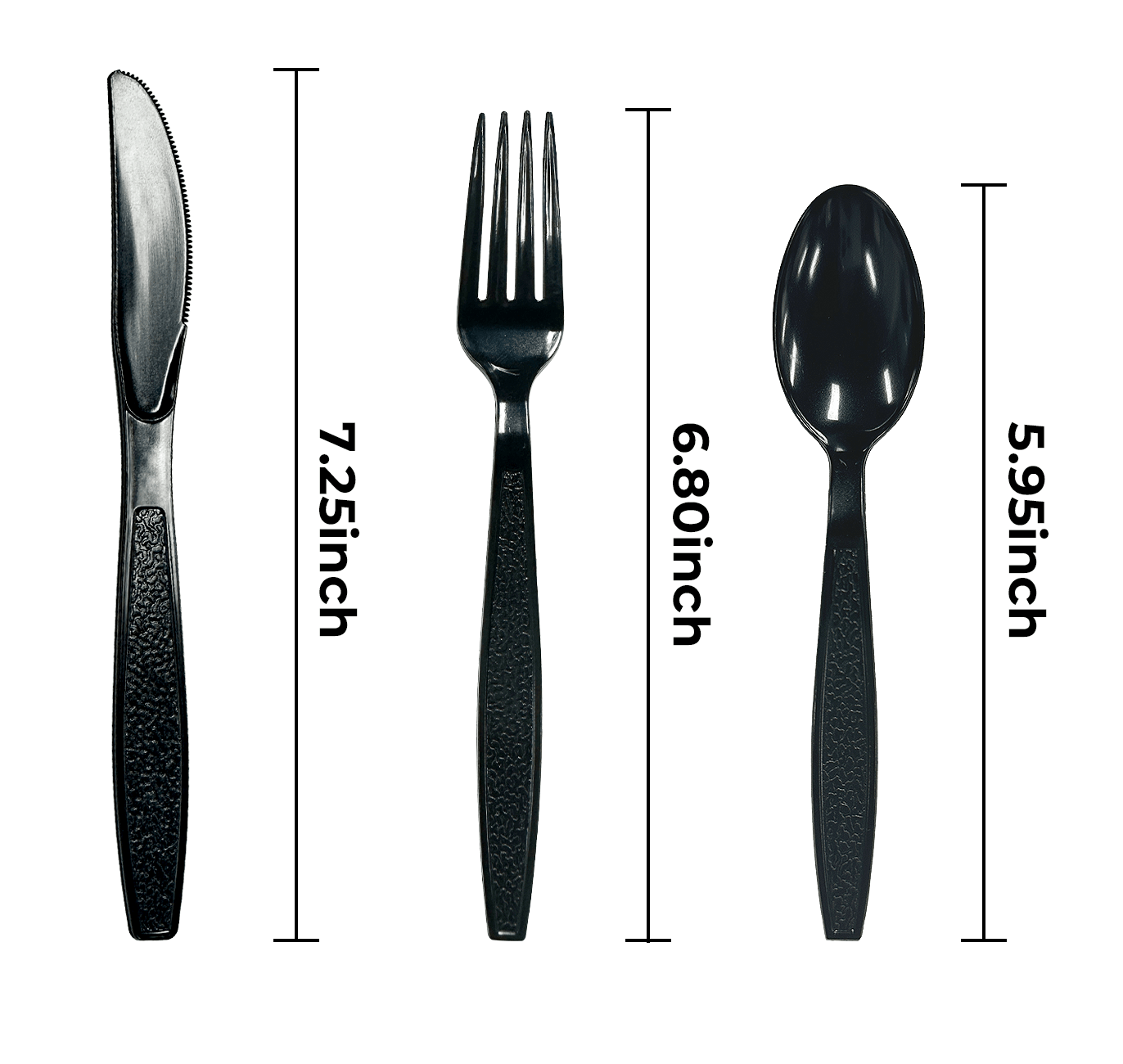 [250ct] PS Plastic Heavy Weight Texture Cutlery Kits with Salt and Pepper | Black - Biocean by Danube BlueBiocean