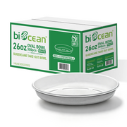 [300ct] 26oz Compostable Bagasse Bowls | Oval | White