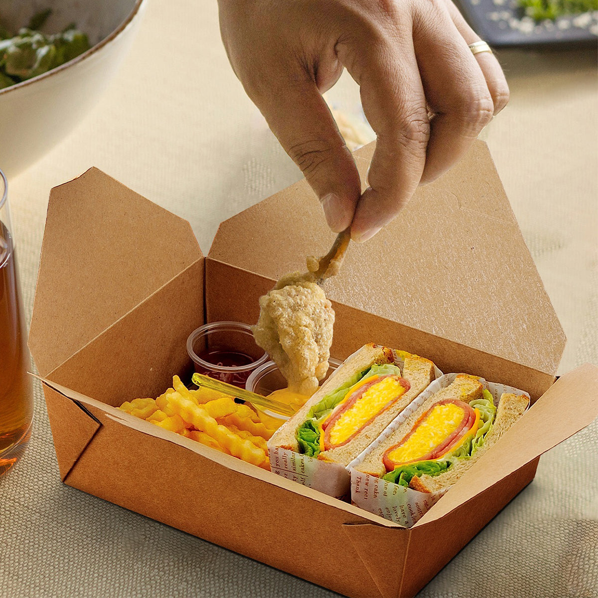 [160ct]  Kraft Microwavable Folded Paper #4 Take-Out Containers | 110oz