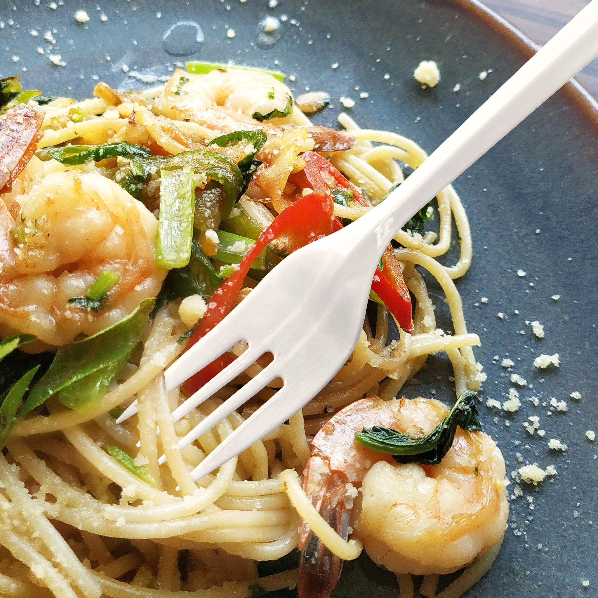 [1,000ct] PP Plastic Medium Weight Cutlery Kits(Fork,Napkin) | White