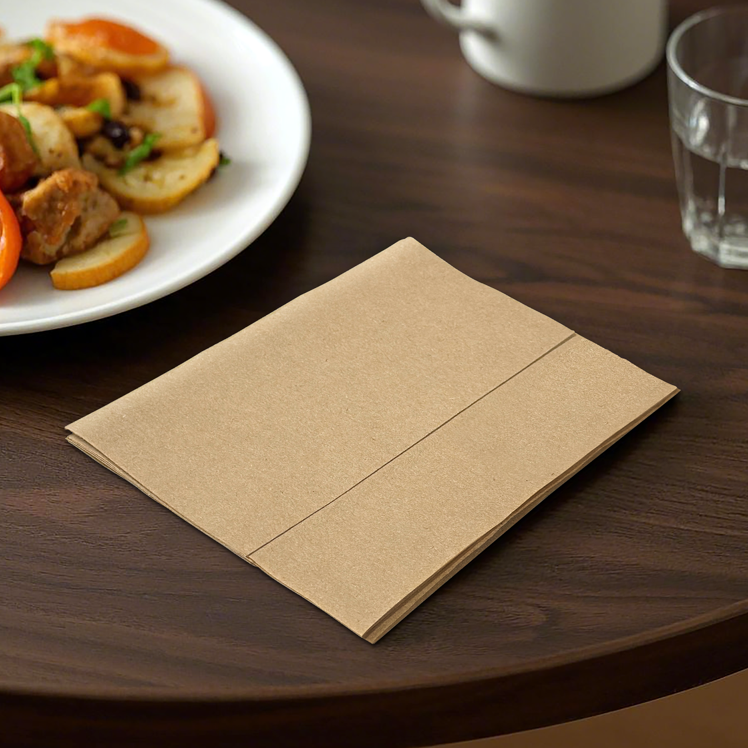 12" x 13"  Kraft 1-Ply 1/6 Fold Interfold Napkins-6,000/Case