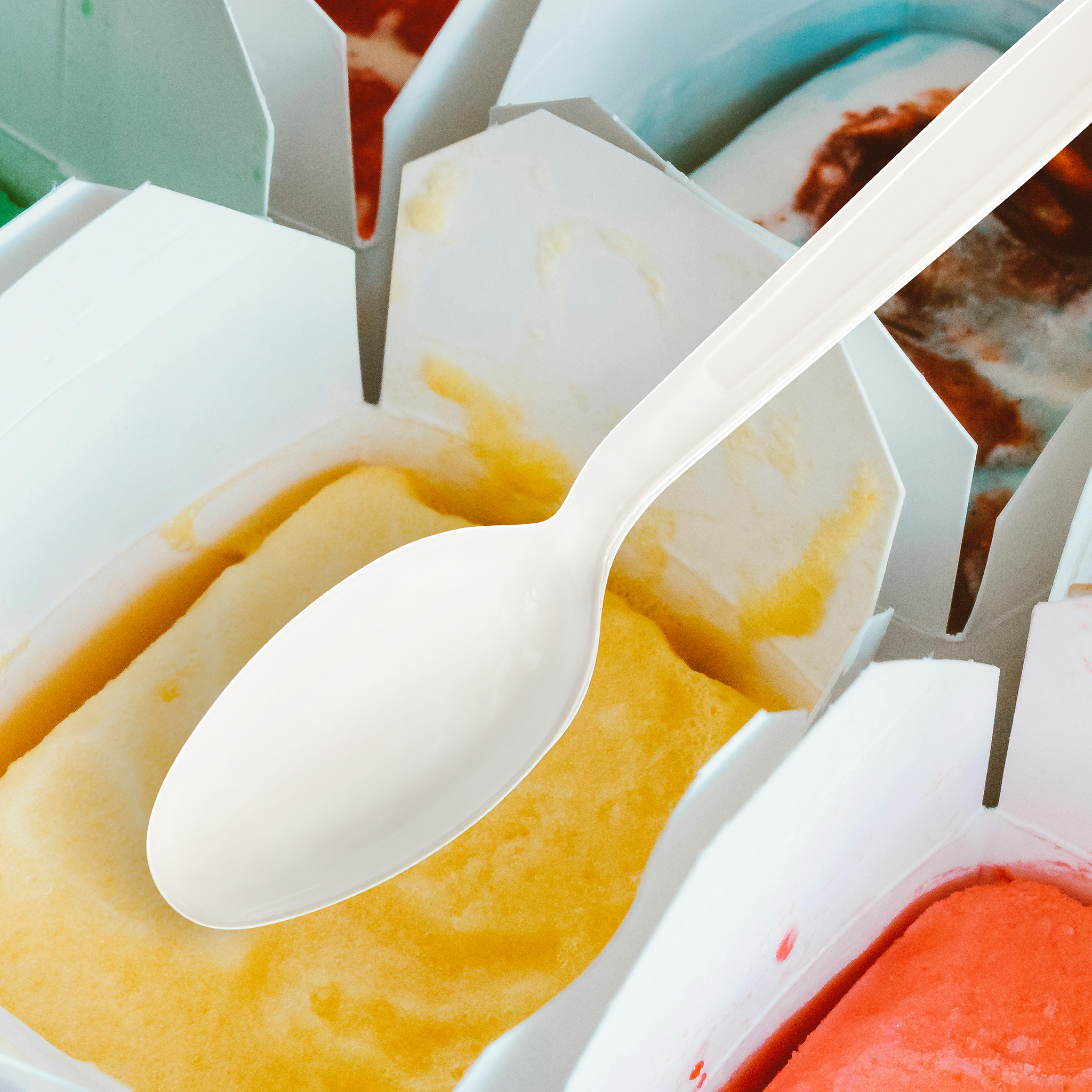 [600ct] PS  Plastic Heavy Weight  Tea Spoons | White