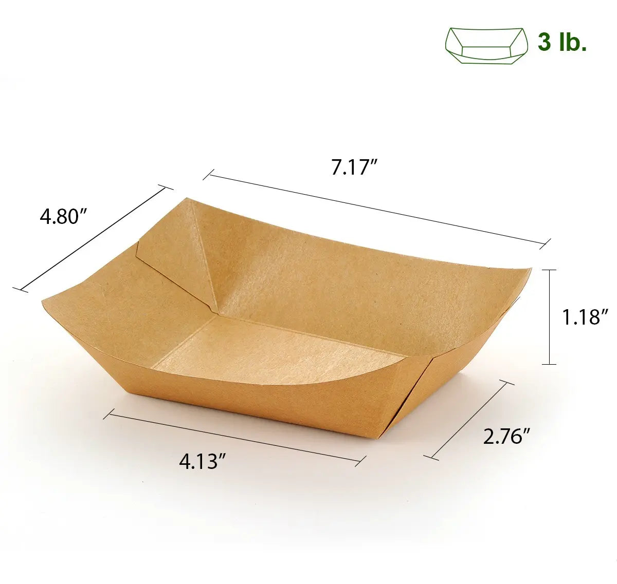 3lb Kraft Paper Food Trays- 500/Case