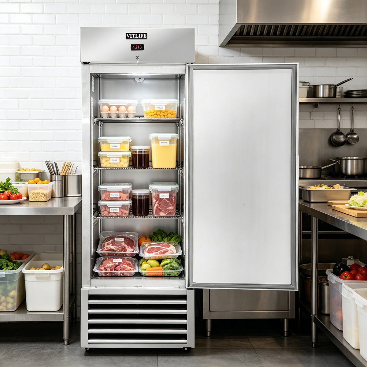 Vitlife Commercial VRB27F 27" 1-Solid Door Reach-In Freezer, Bottom Mounted, 21 cu. ft.