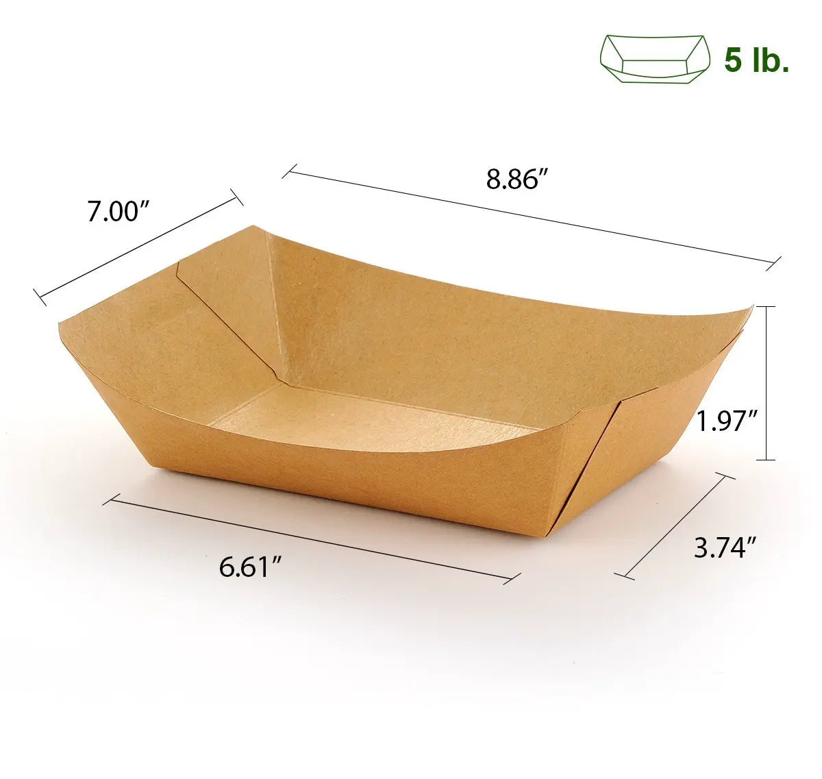 5lb Kraft Paper Food Trays- 500/Case