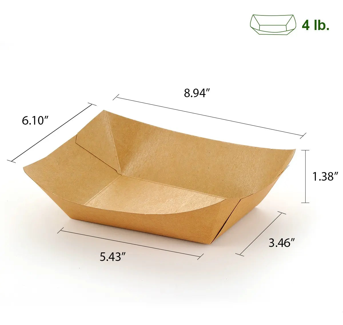 4lb Kraft Paper Food Trays- 500/Case