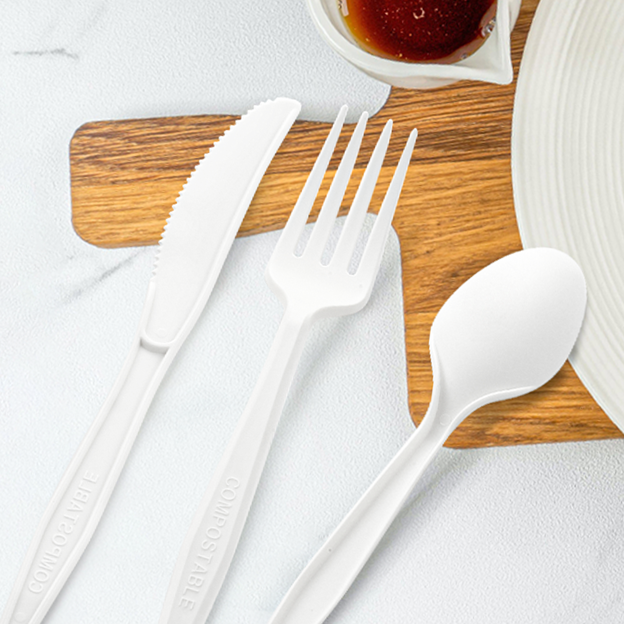 [360 ct] PLA Heavy Weight Mixed Cutlery (Fork, Knife, Spoon) | White
