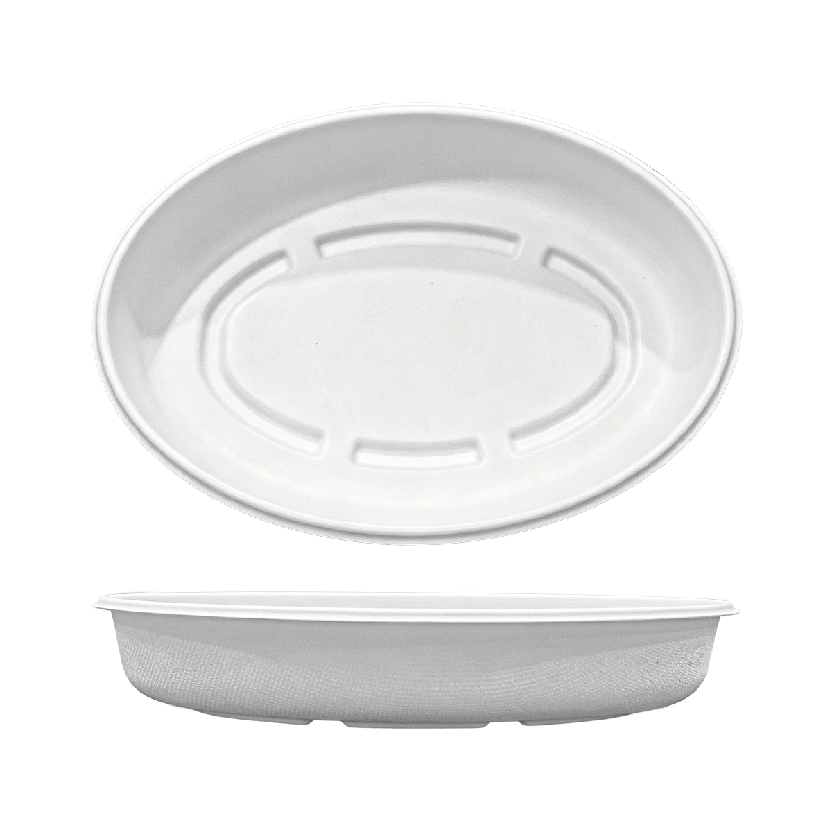 [300ct] 26oz Compostable Bagasse Bowls | Oval | White