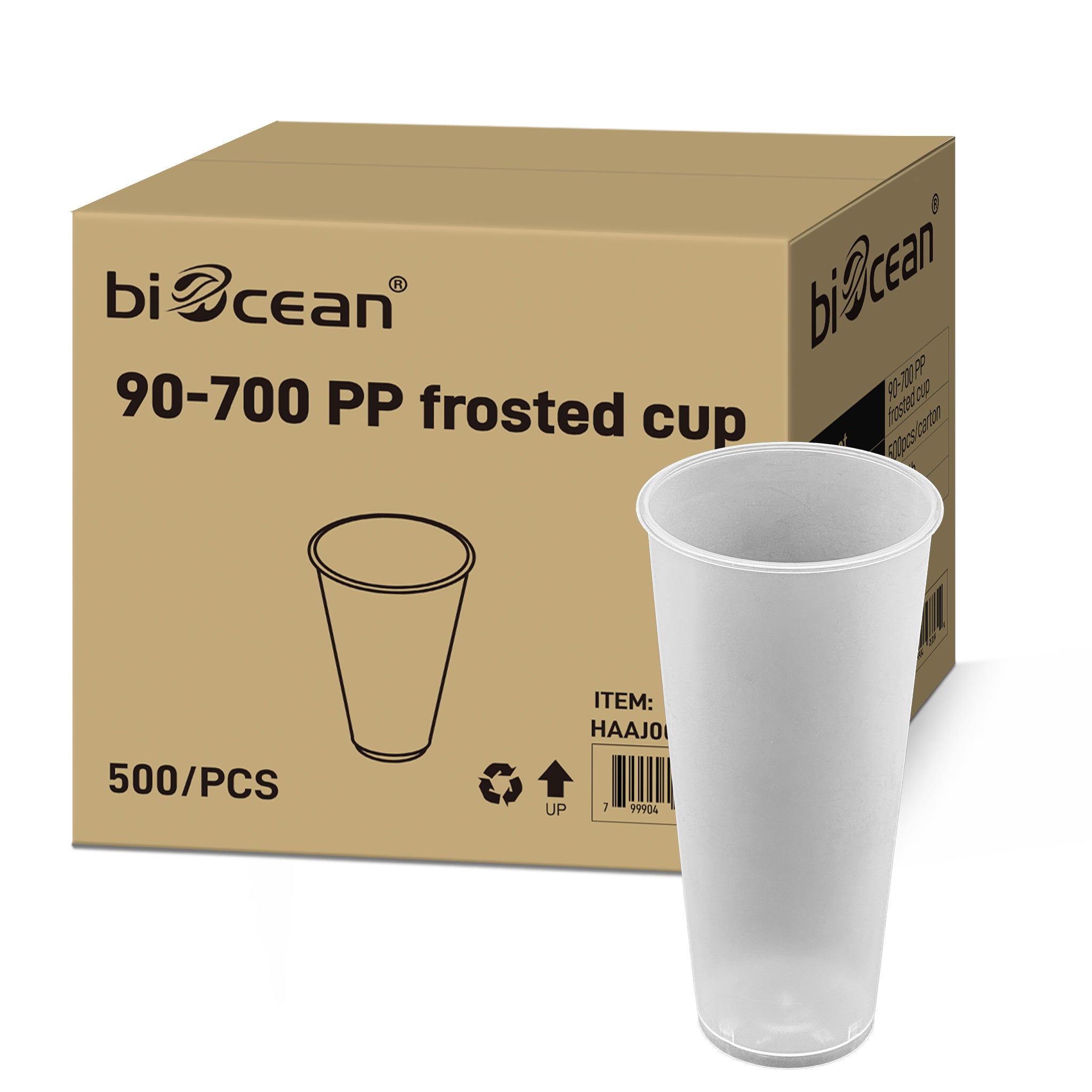 [500 ct] 24oz Tall Premium PP Cups | 90 mm | White frosted