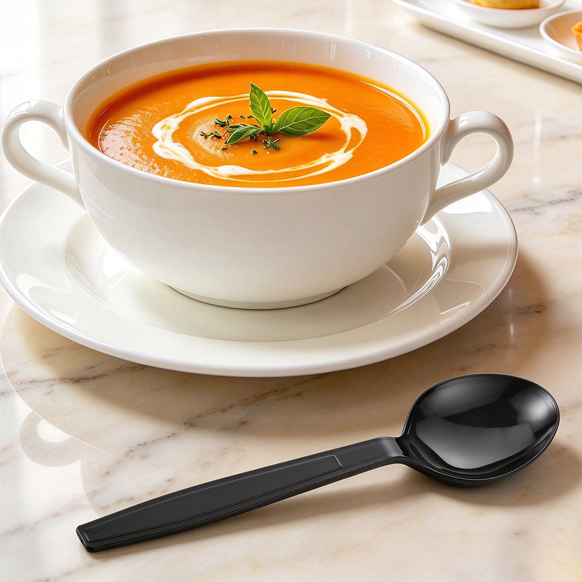 [1,000ct] PS Plastic Extra Heavy Weight Soup Spoons | Black