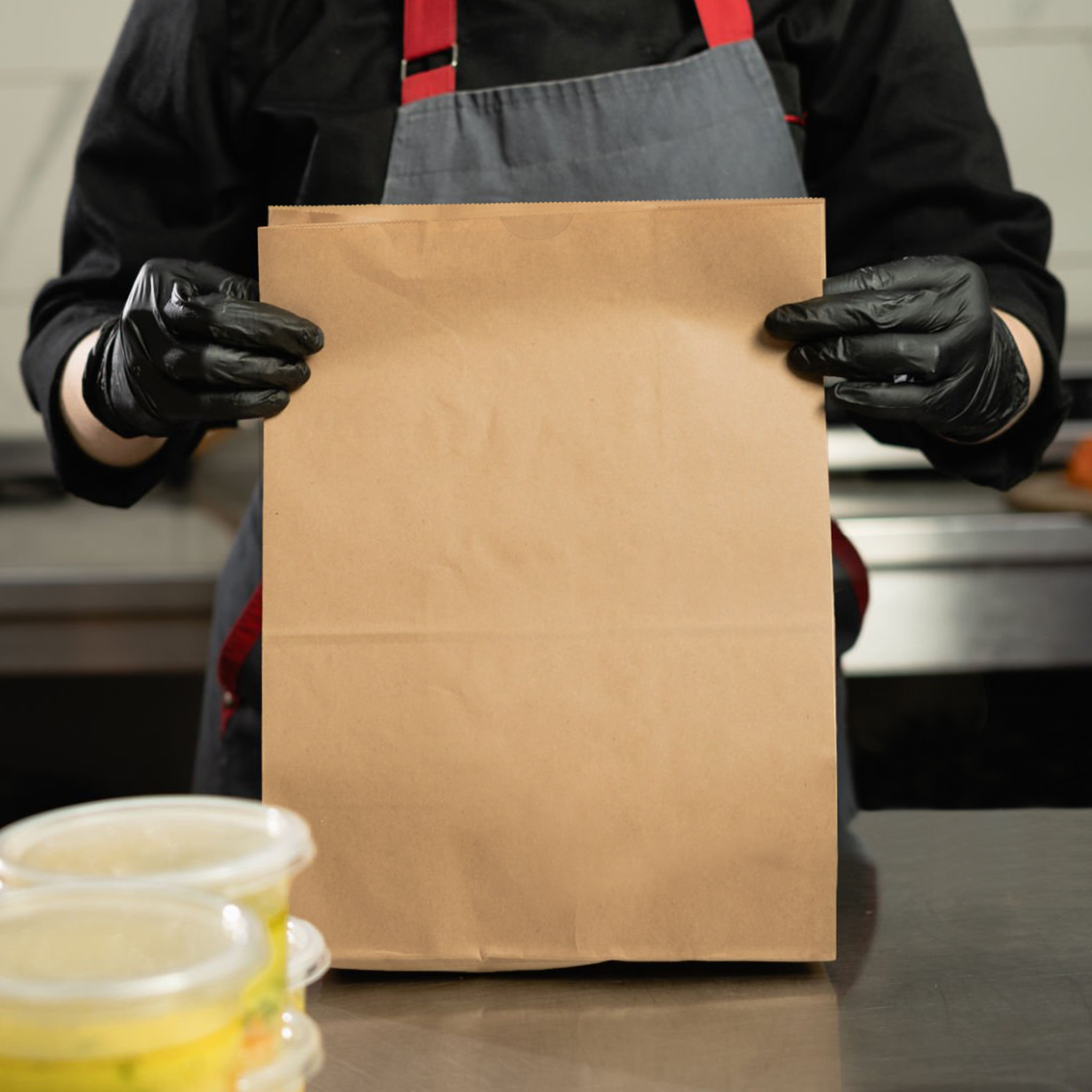 [400ct] 8.46"×6.1"×13.39" Kraft Paper Customize Now Bag | Natural