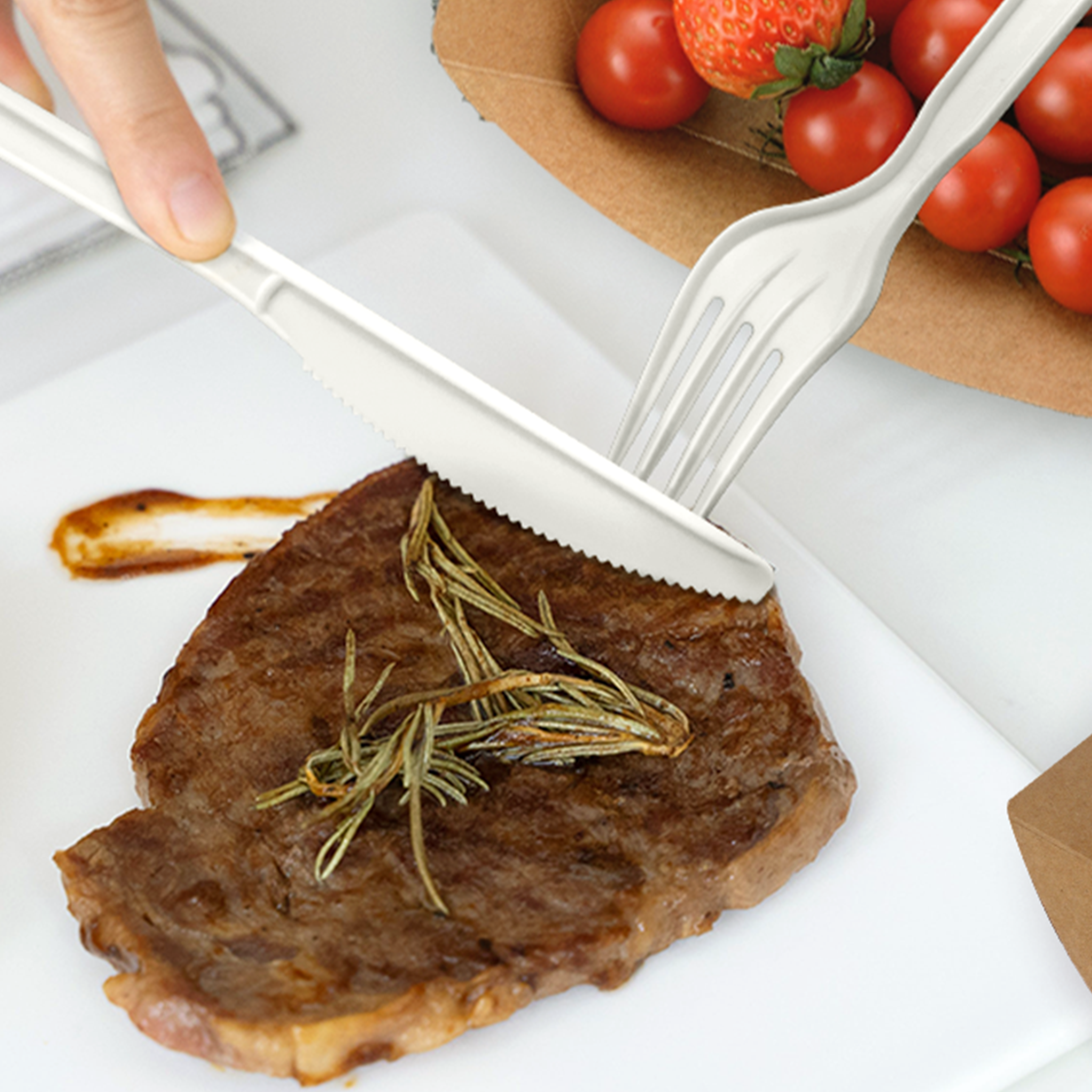 [450ct] PLA Heavy Weight Mixed Cutlery (Fork, Knife, Spoon) | White