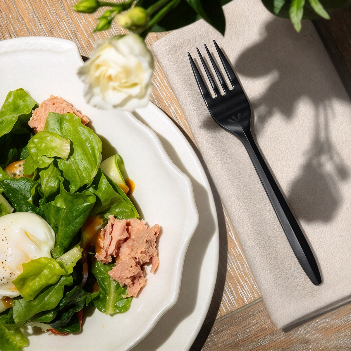 [1,000ct] PP Plastic Medium Weight Forks | Black