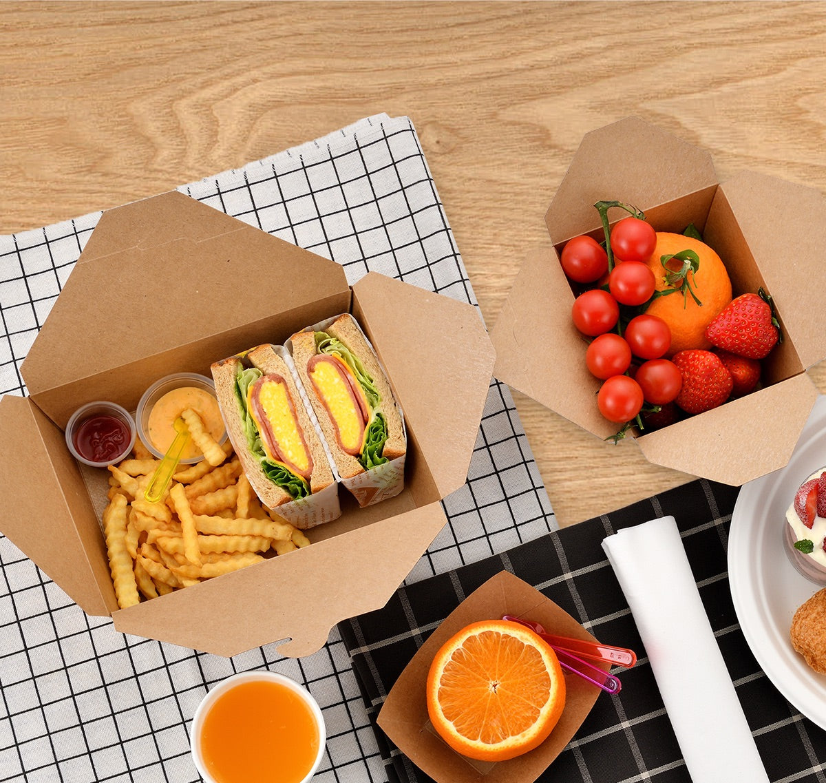 47oz Kraft Paper Take-Out Boxes - 200/Case