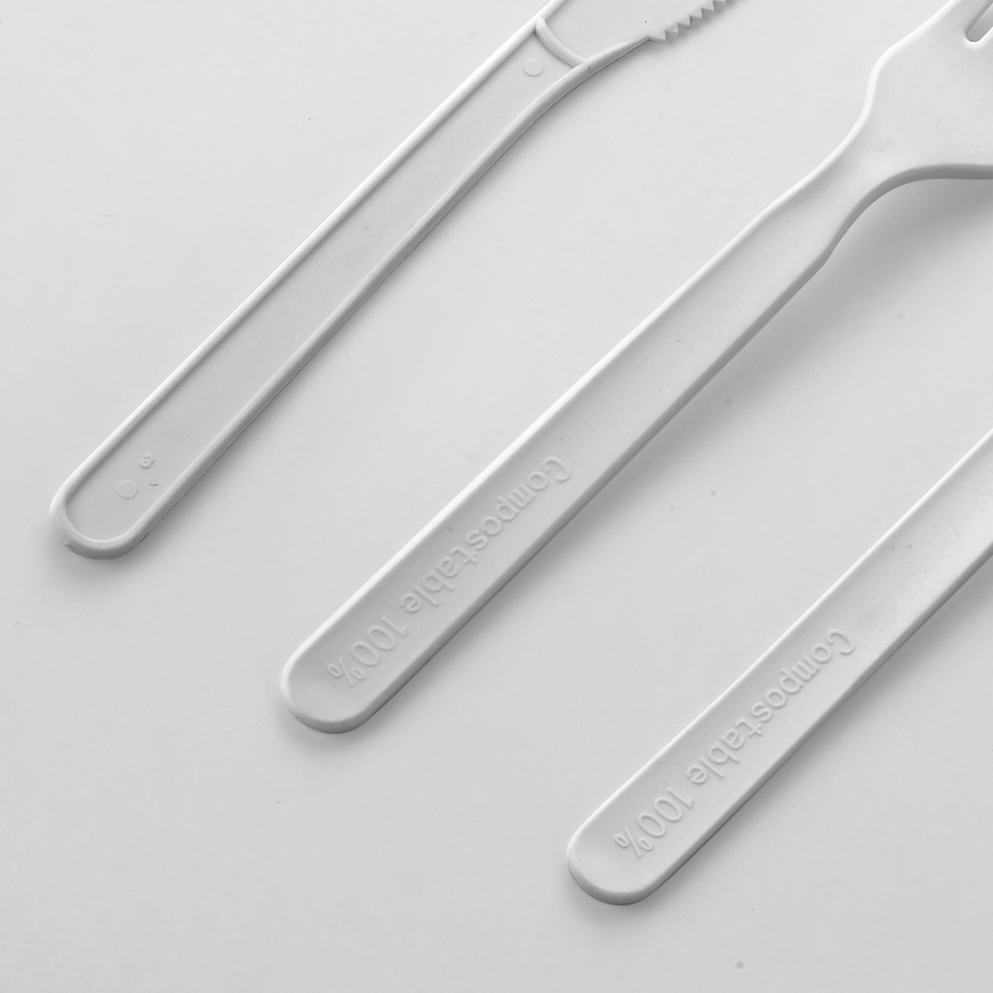 [450ct] PLA Heavy Weight Mixed Cutlery (Fork, Knife, Spoon) | White