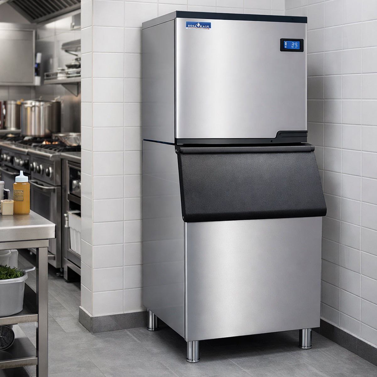 HISAKAGE 30'' AC-700A Air-Cooled Split Cube Ice Machine with 551 lbs Storage Bin - 688 lbs Daily Output, 220V