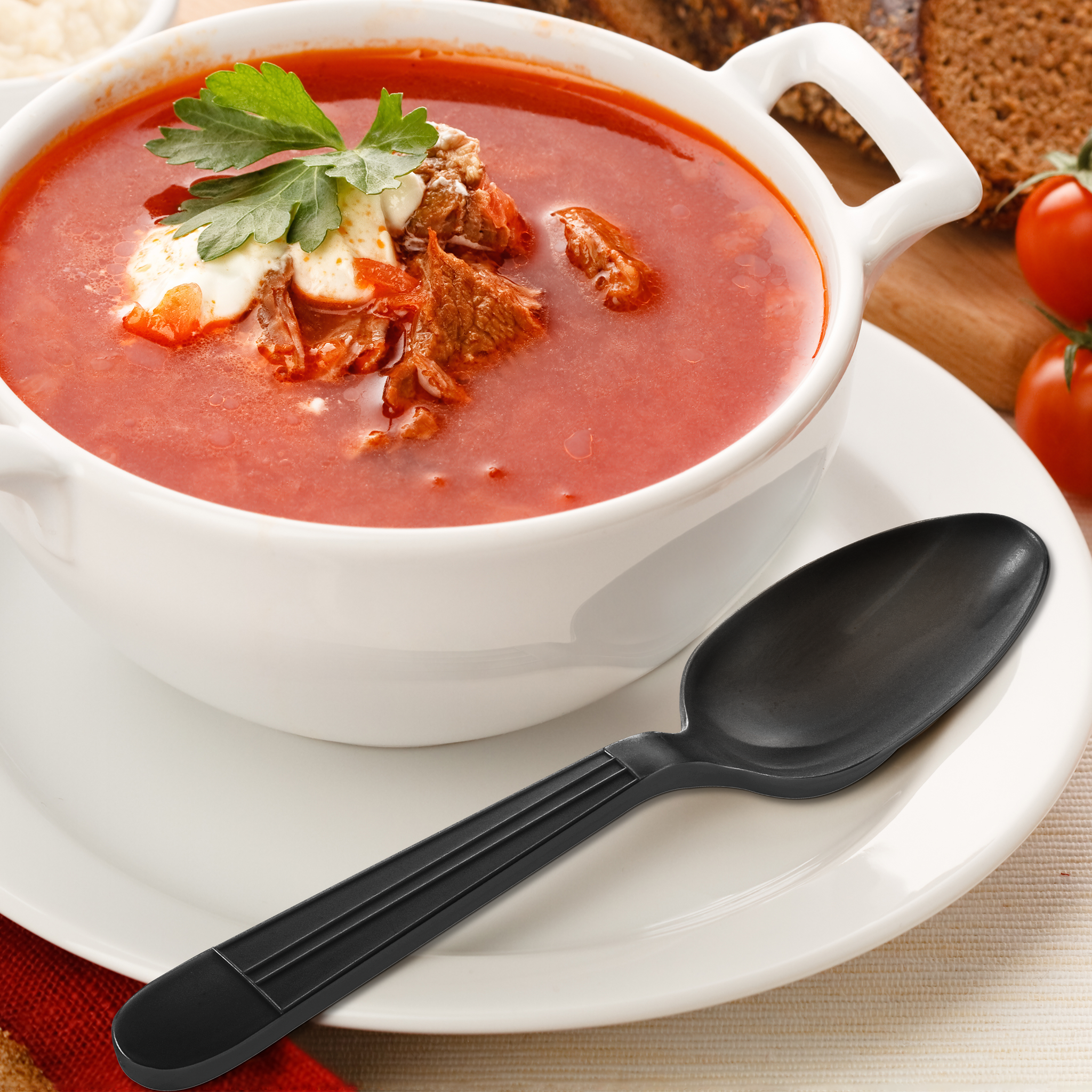 [1,000ct] PP Plastic Heavy Weight Wrapped Tea Spoons | Black