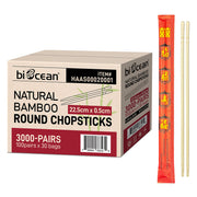 [3,000ct] 7.9" Red Paper Wrapped Bamboo Round Chopsticks - Biocean by Danube BlueBiocean