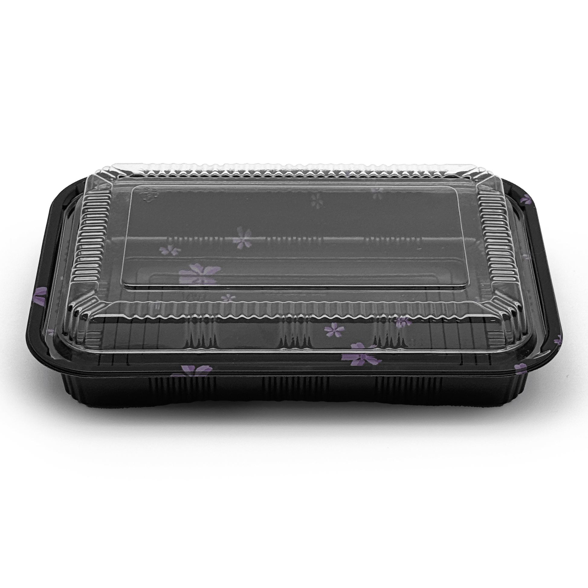 [300ct] 9 1/7" x 6 2/5" PS Plastic Rectangular Food Containers & Lids | Black - Biocean by Danube BlueBiocean