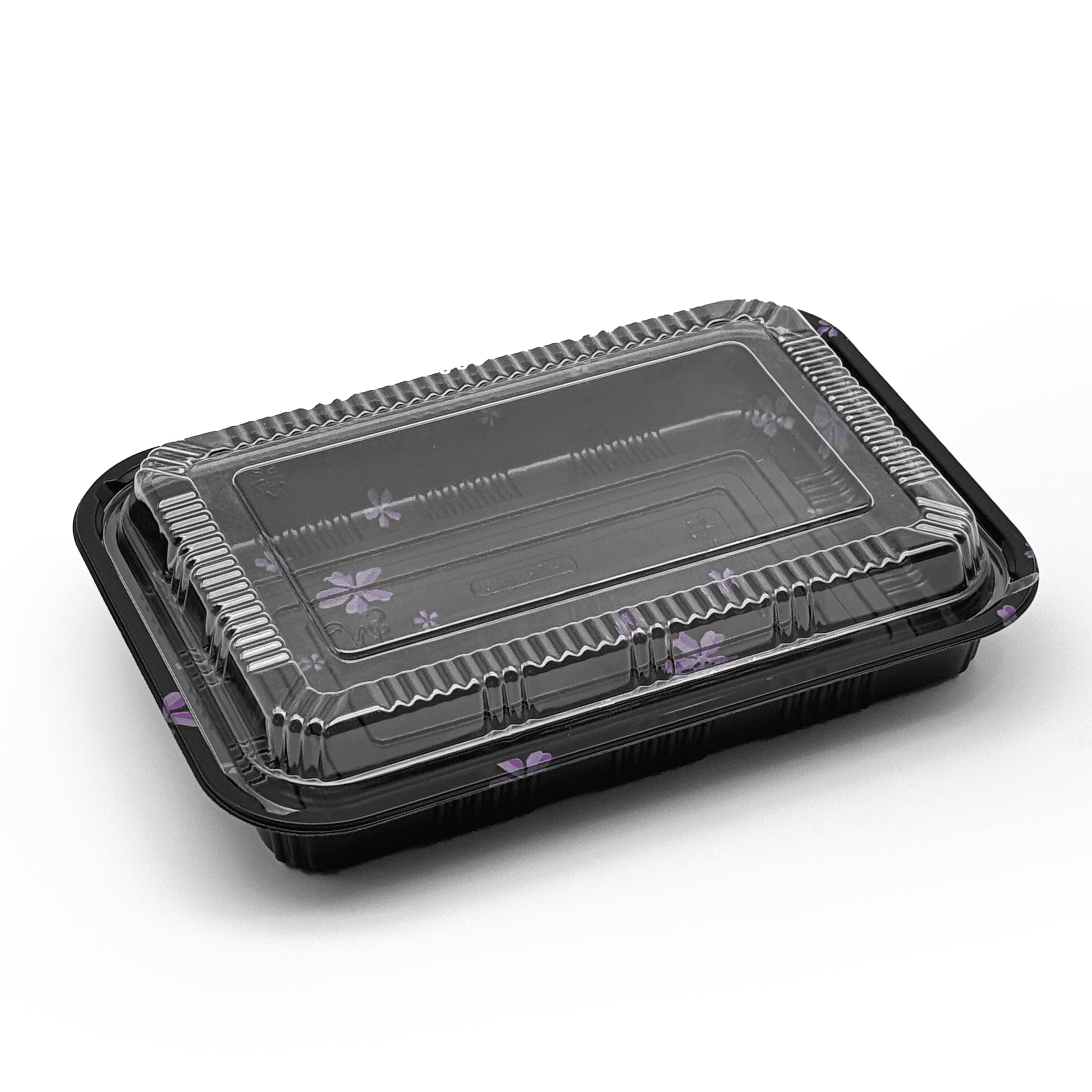 [300ct] 9 1/7" x 6 2/5" PS Plastic Rectangular Food Containers & Lids | Black - Biocean by Danube BlueBiocean