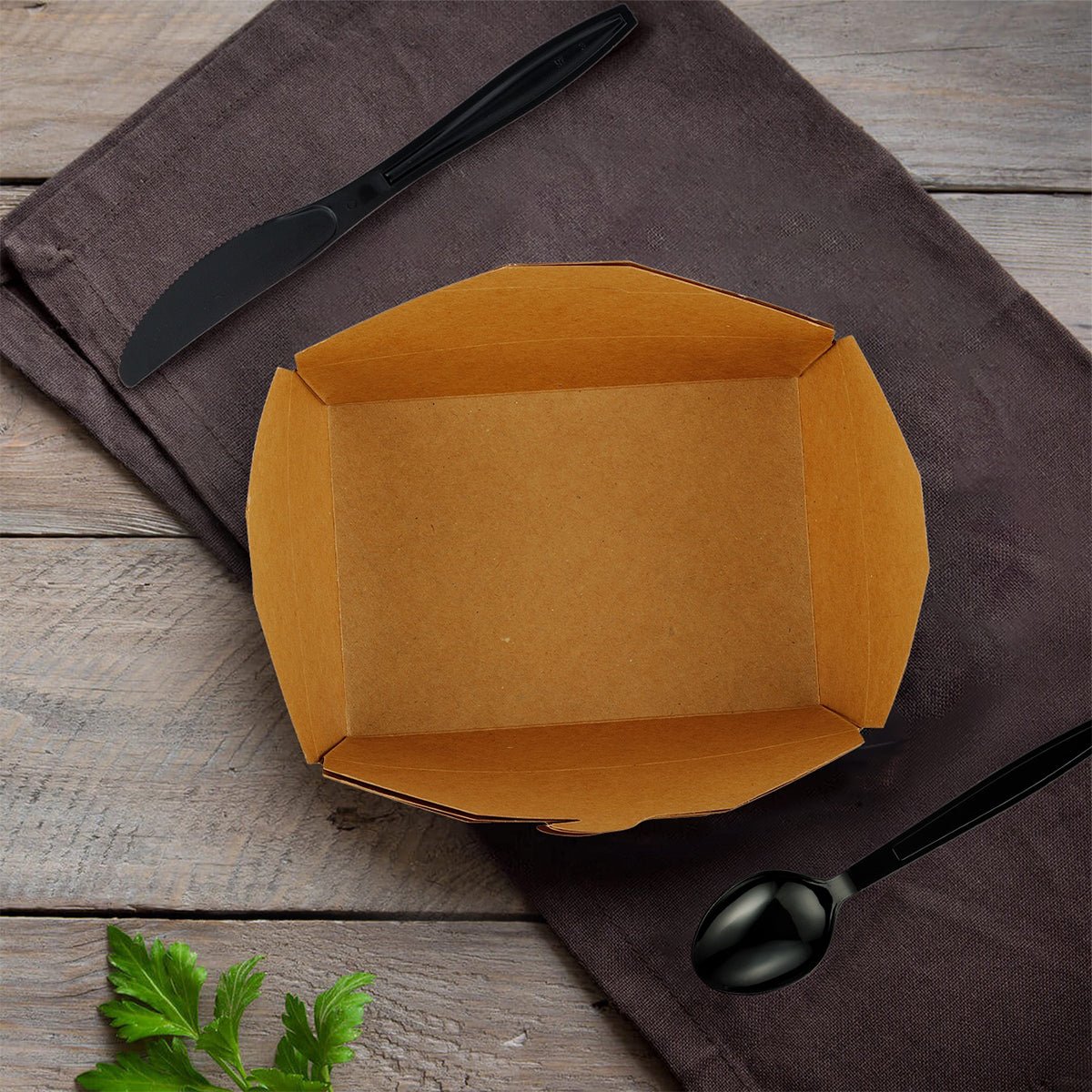 [300ct] Kraft Microwavable Folded Paper 8 Take - Out Containers | 48oz - Biocean by Danube BlueBiocean