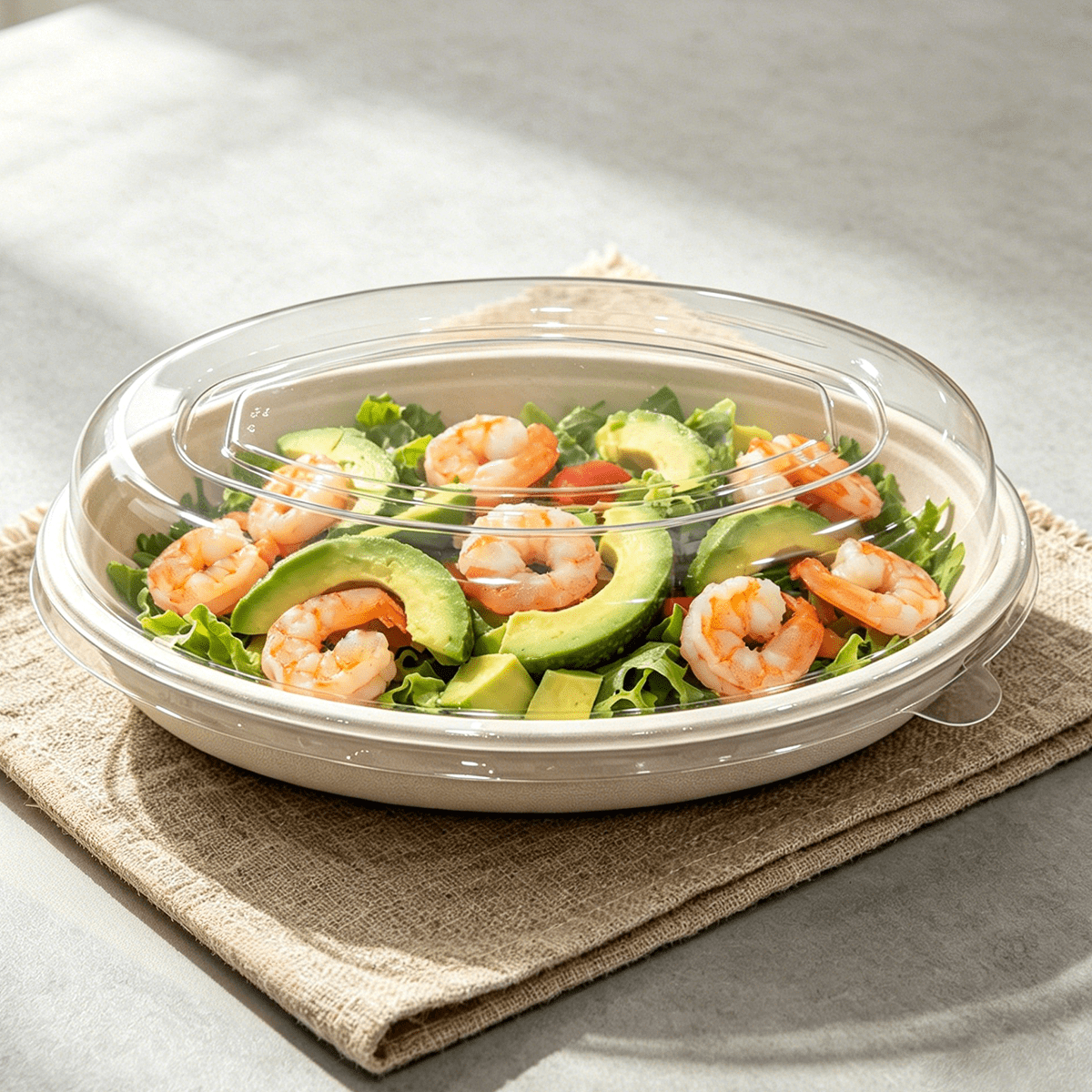 [300ct] PET Dome Lids for 26 oz. Bagasse Oval Bowls | Clear - Biocean by Danube BlueBiocean