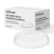 [300ct] PET Dome Lids for 26 oz. Bagasse Oval Bowls | Clear - Biocean by Danube BlueBiocean