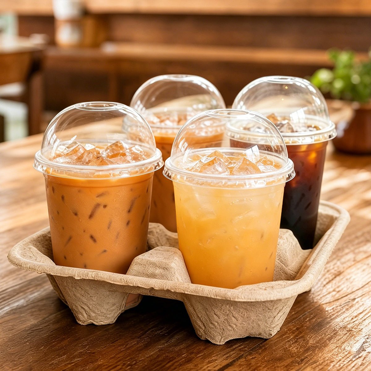 [300ct] Pulp Fiber Drink Carrier | Hold 4 Cups | 8 - 32oz - Biocean by Danube BlueBiocean