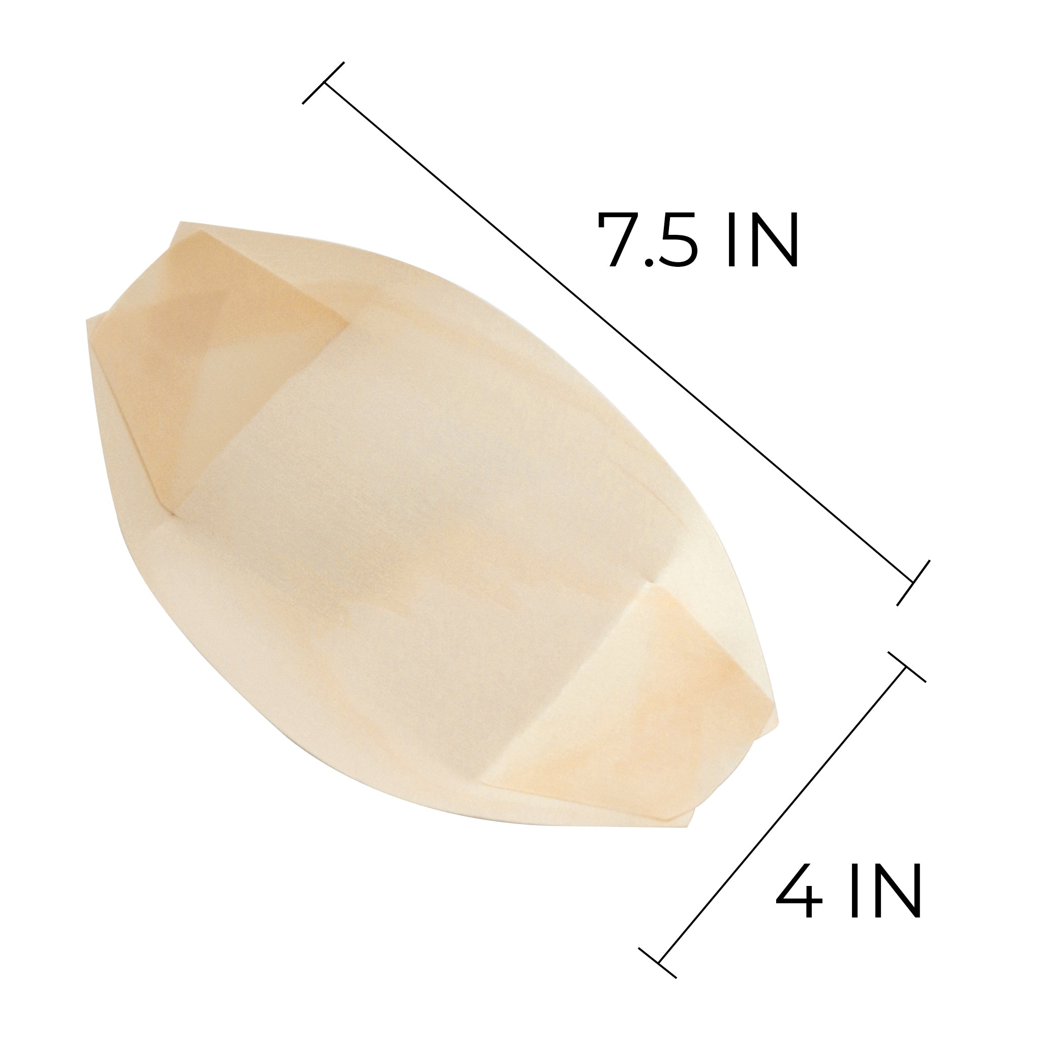 [1,000ct] 8" Disposable Wooden Food Boat | Brown