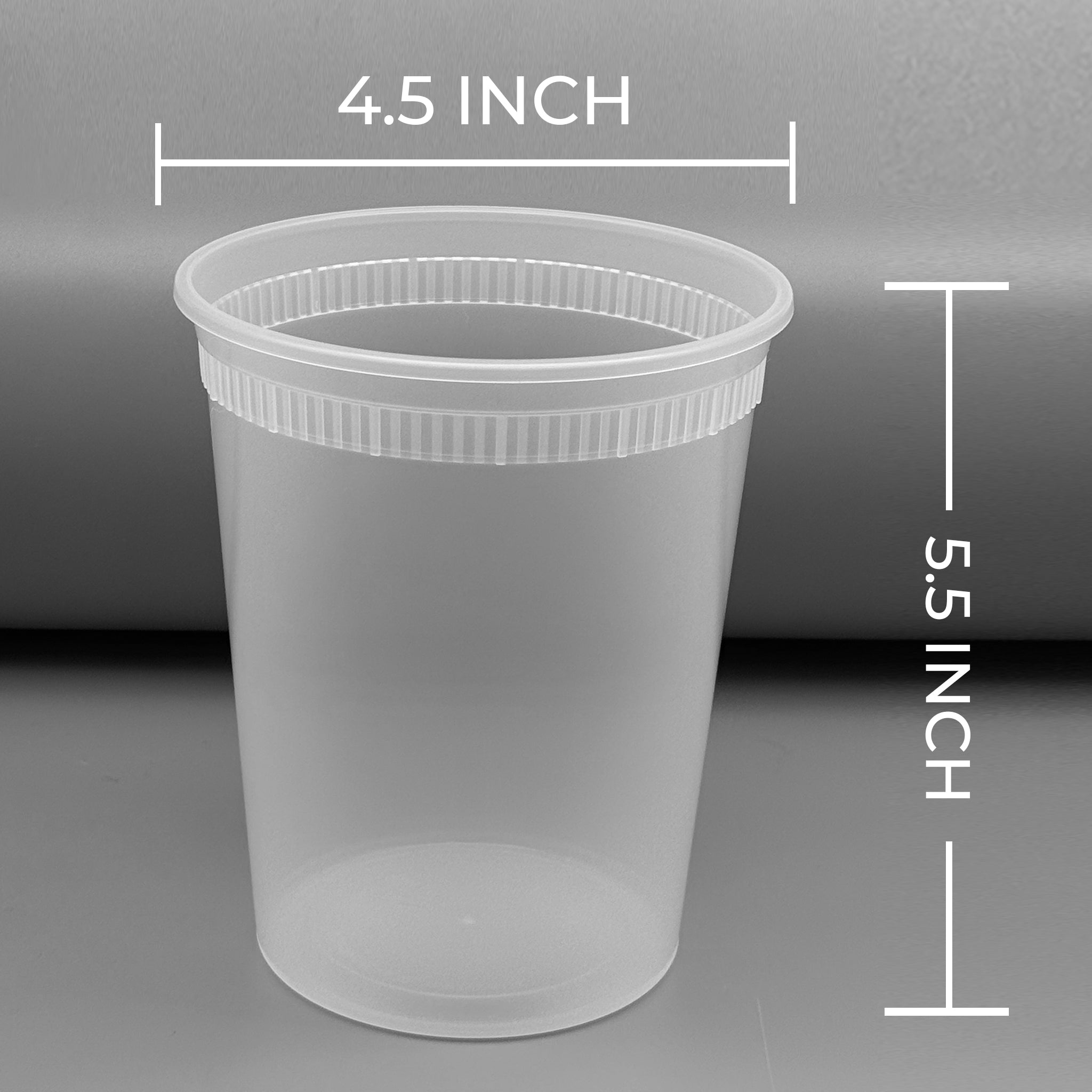 [240ct] 32oz PP Plastic Deli Containers with Lids | Clear