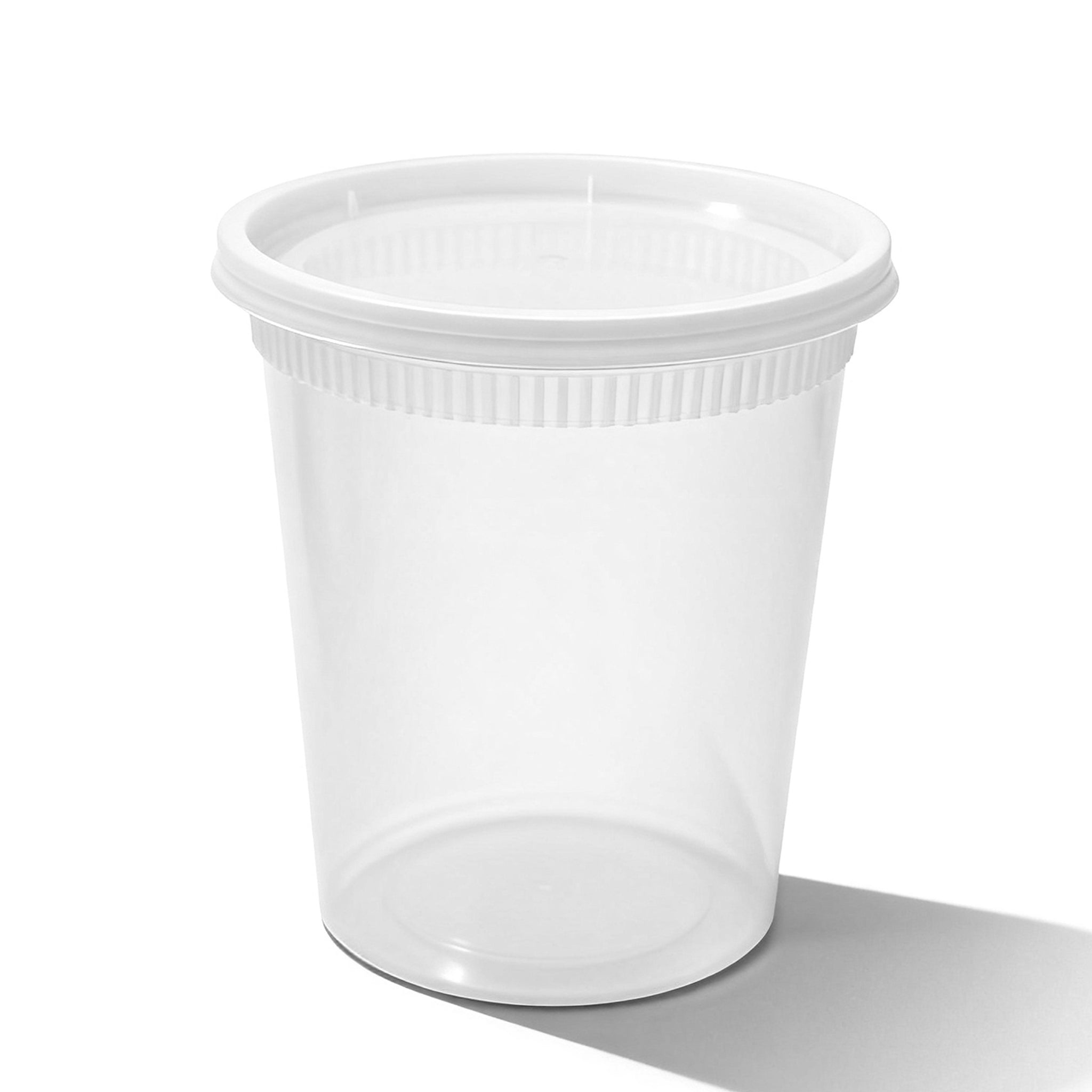 [240ct] 32oz PP Plastic Deli Containers with Lids | Clear