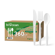 [360 ct] PLA Heavy Weight Mixed Cutlery Kits (Fork, Knife, Spoon) | White - Biocean by Danube BlueBiocean