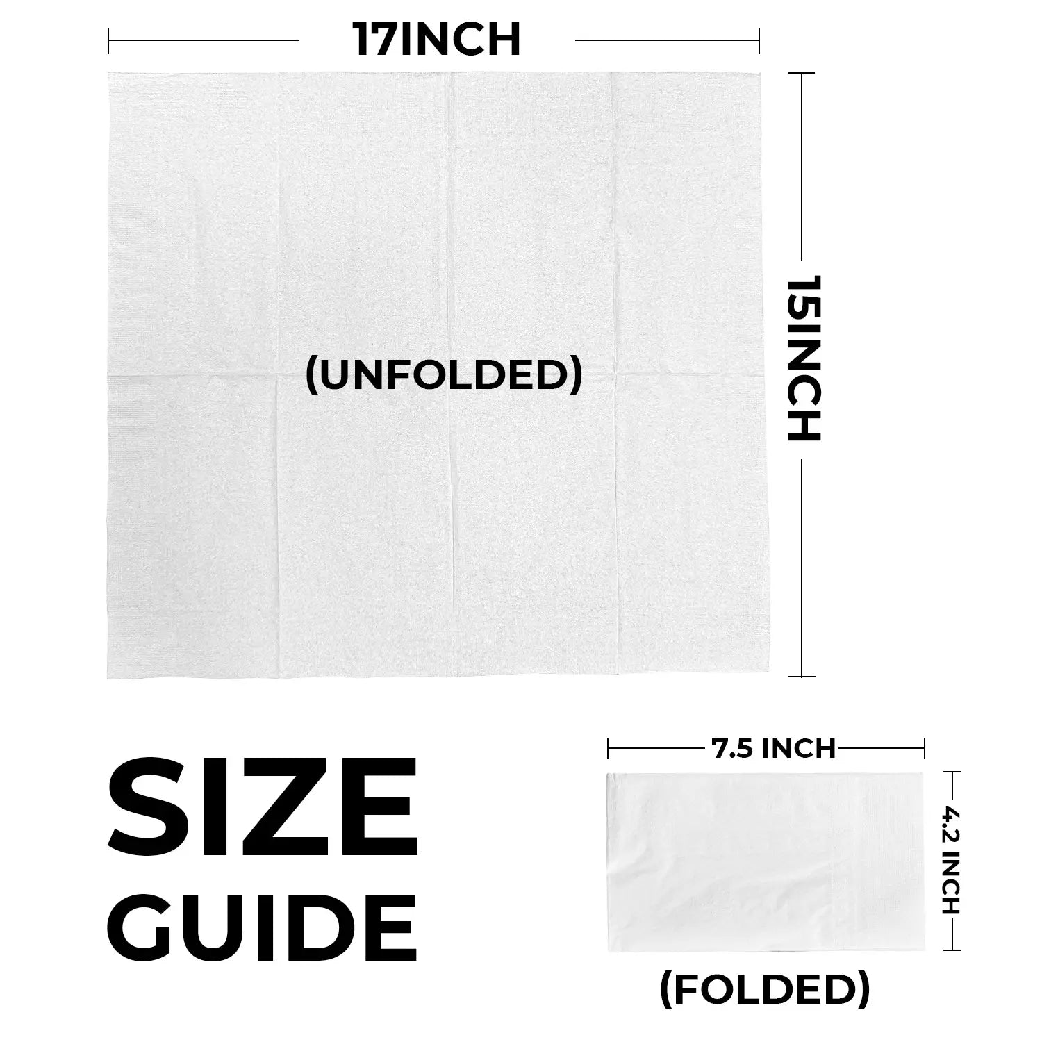 15" x 17" White 2-Ply 1/8 Fold Dinner Napkins-3,000/Case