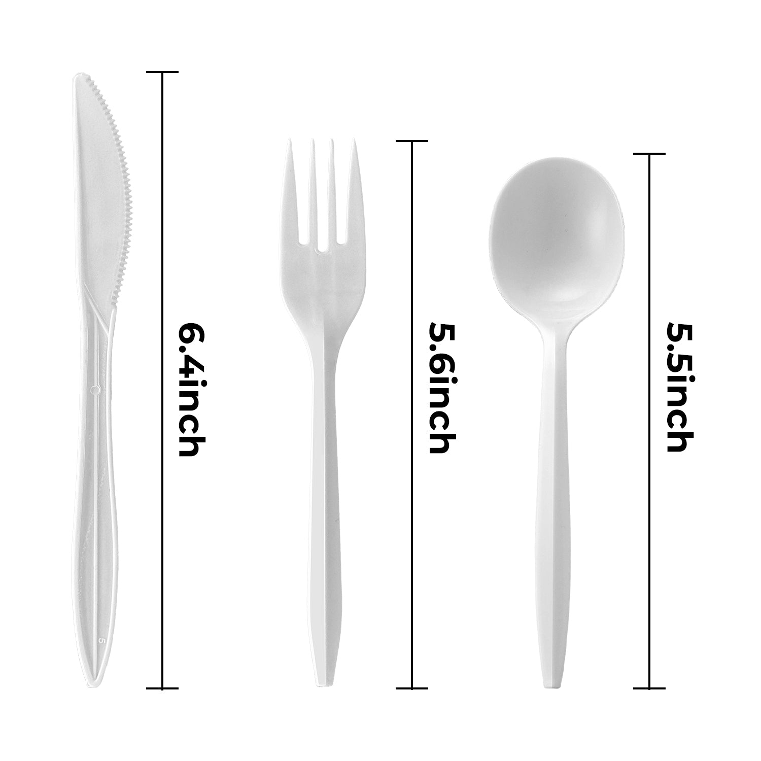 [250ct] PP Plastic Medium Weight Cutlery Kits (Knife,Fork,Soup Spoon,Napkin) | White
