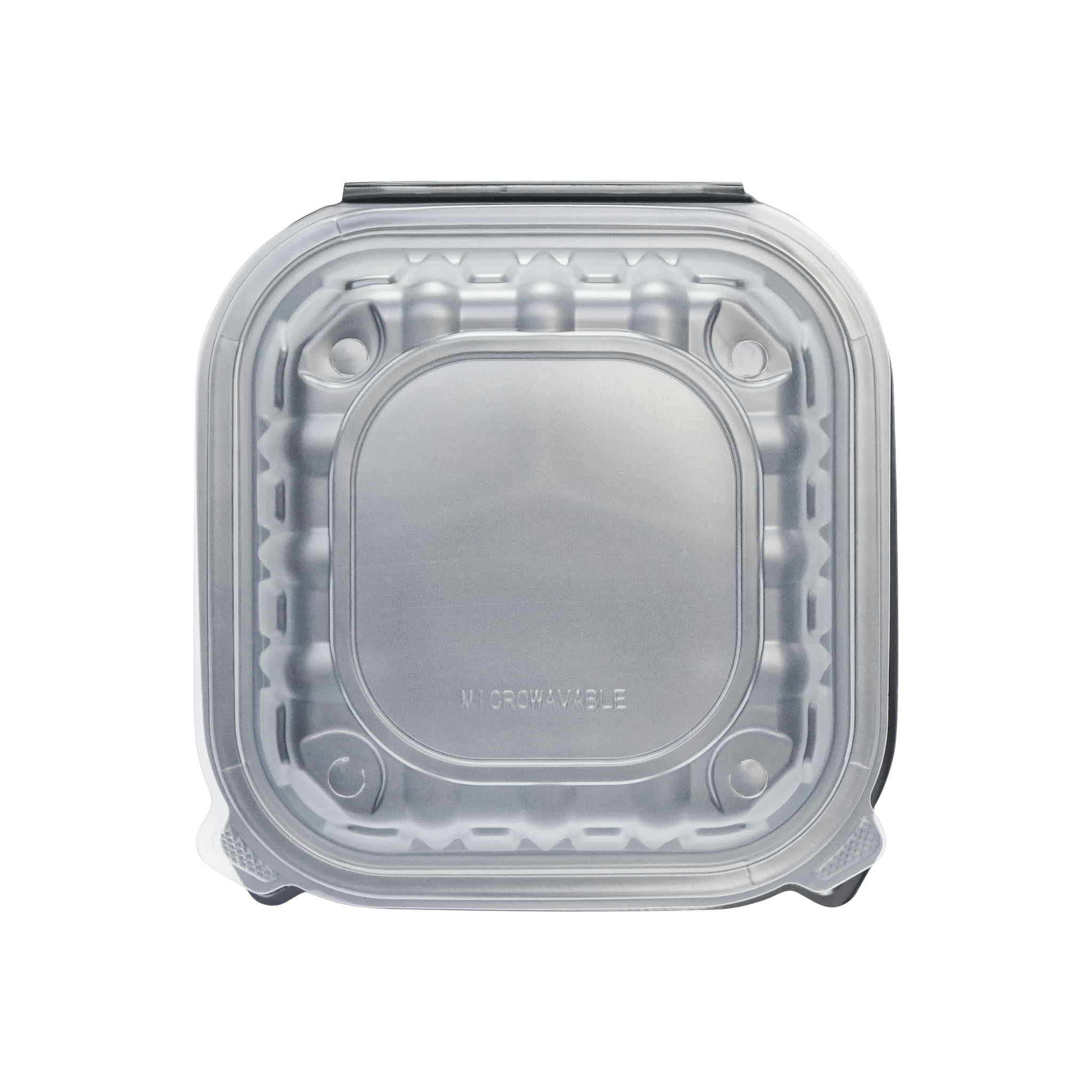[100ct] 8" x 8"  Premium PP Hinged Food Containers | 3-Compartment | Clear and Black