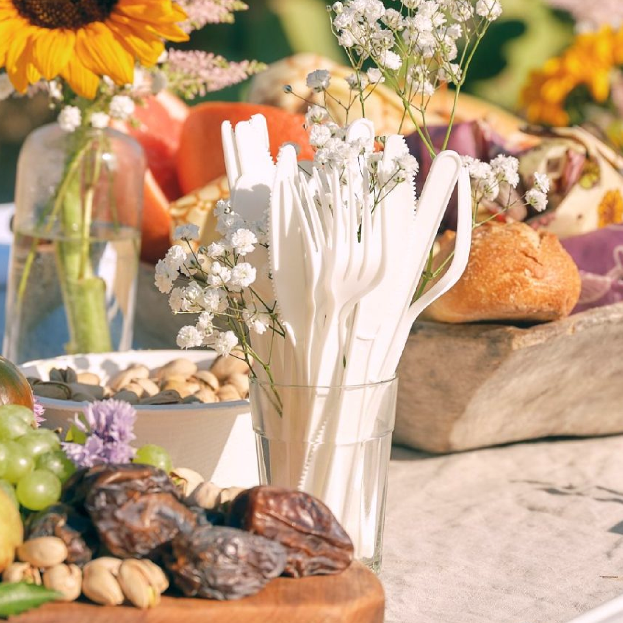 [450ct] PLA Heavy Weight Mixed Cutlery (Fork, Knife, Spoon) | White