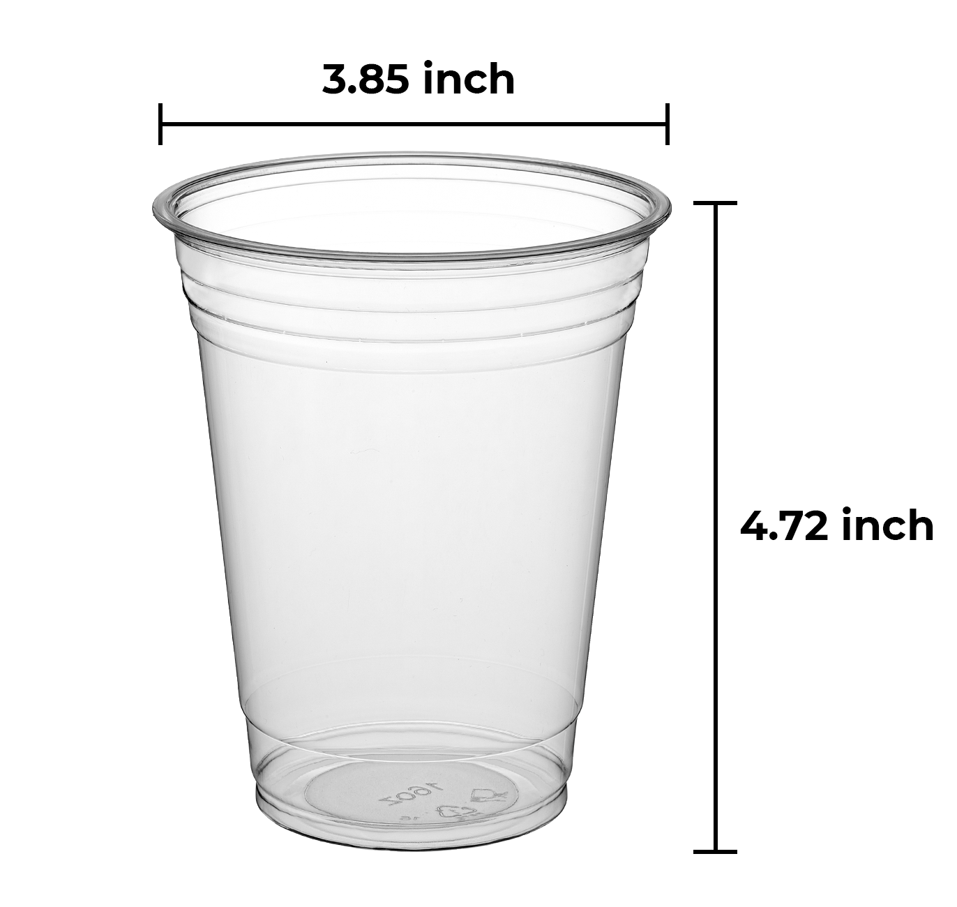 16 oz Clear PET Plastic Cold Cup with 98mm-1,000/Case