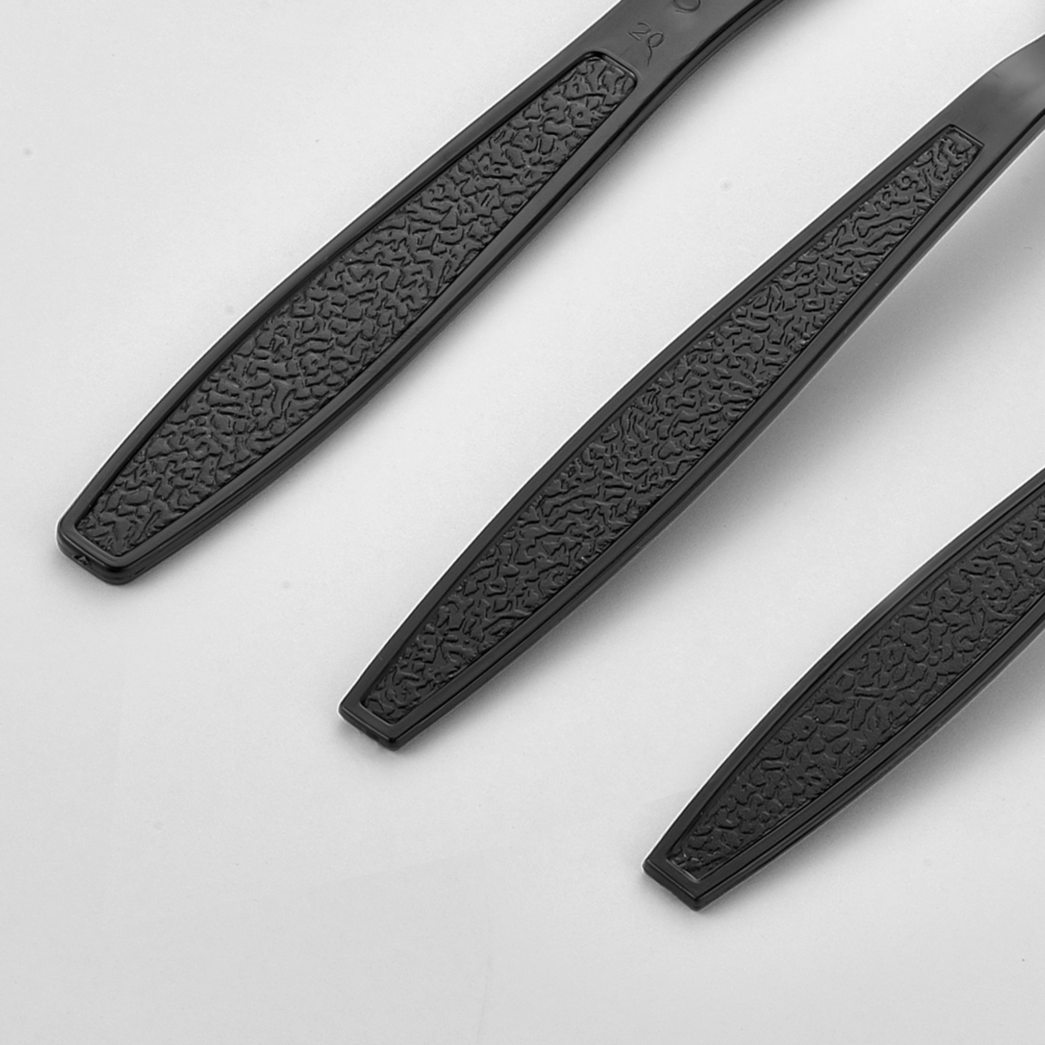 [500ct] PS Plastic Heavy Weight Cutlery Kits (Knife, Fork, Tea Spoon, Napkin) | Black