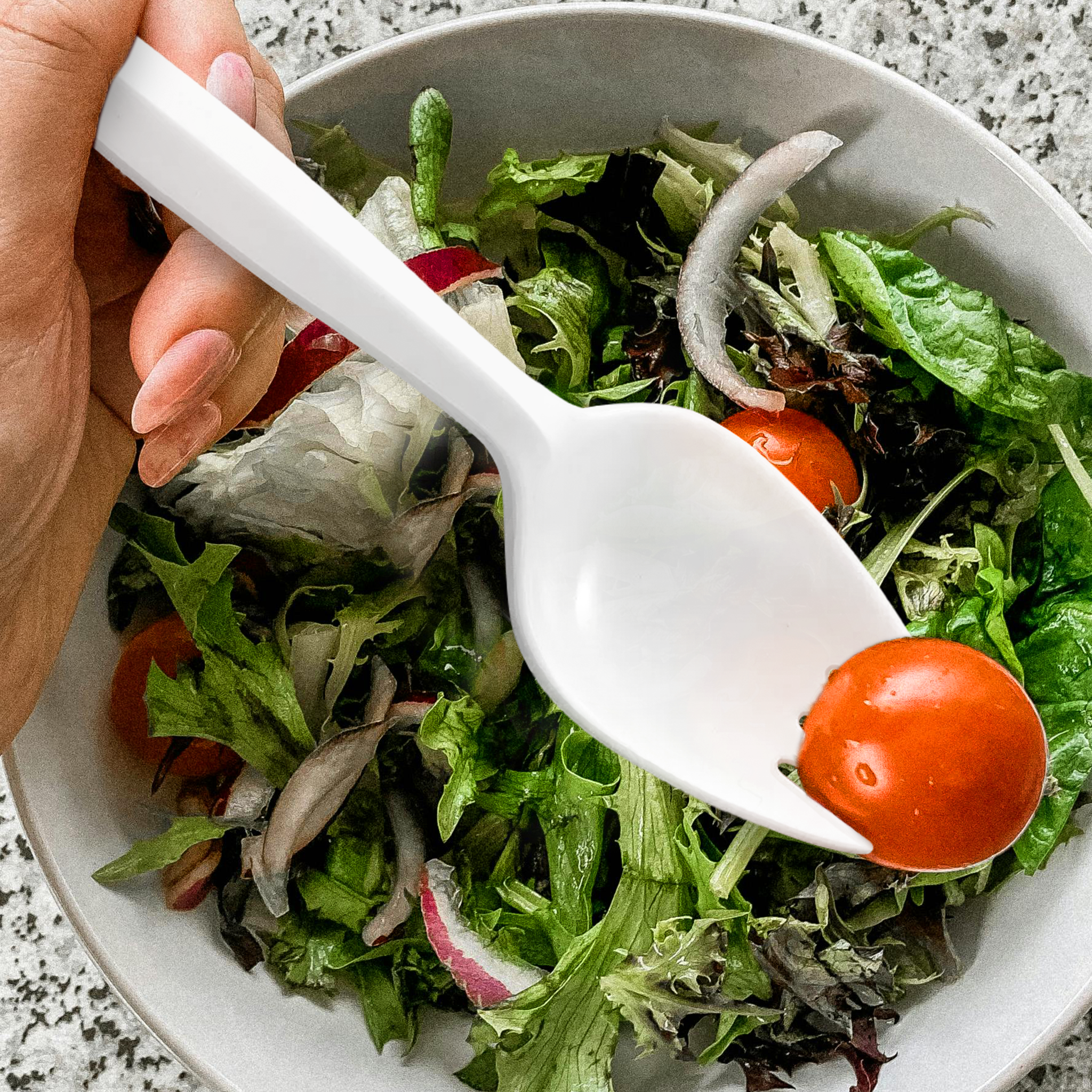 [1,000ct] PP Plastic Medium Weight Wrapped Spork | White