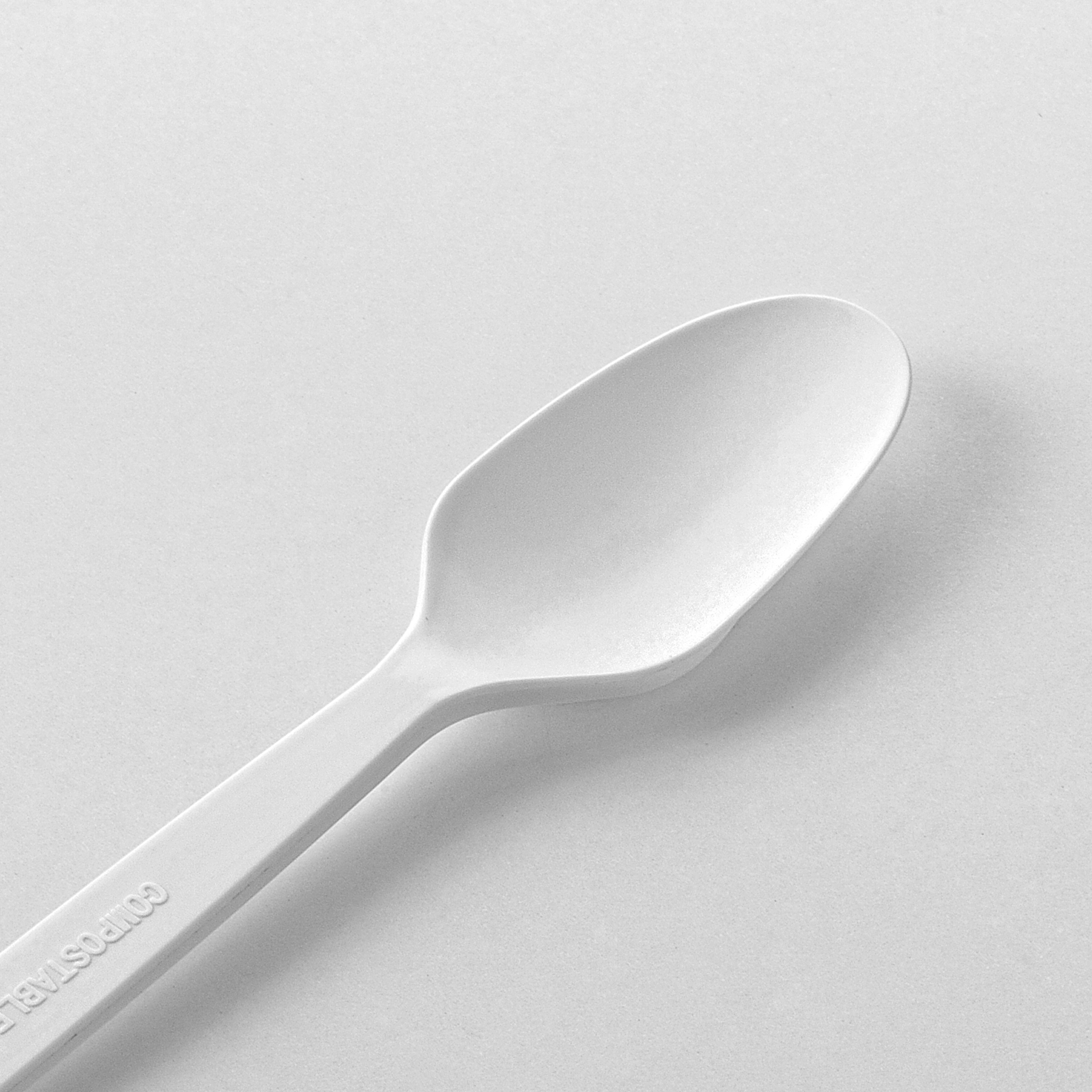 [500ct] PLA Heavy Weight Tea Spoons with a Free Eco Bag | White