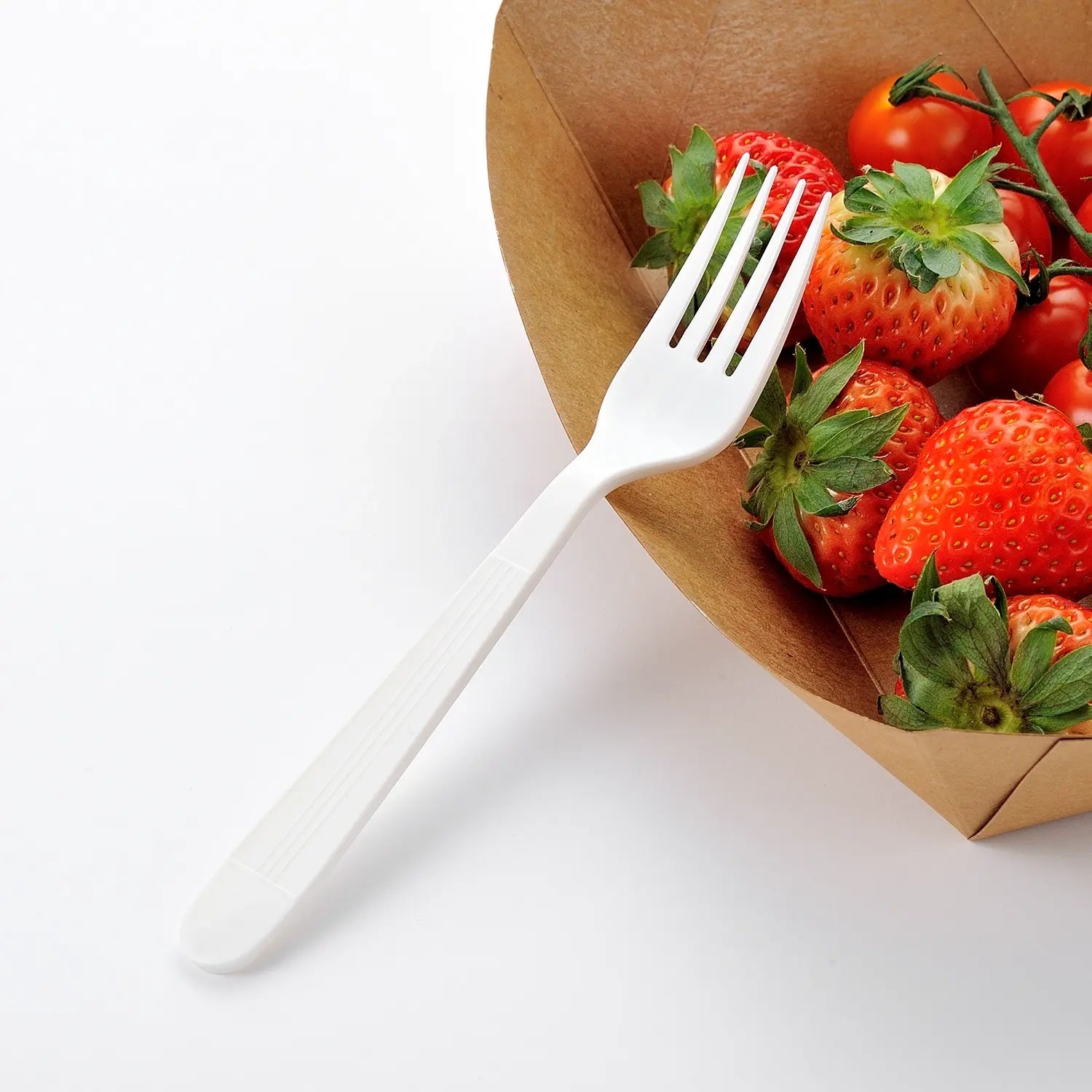 [1,000 ct] PP Plastic Heavy Weight White  Wrapped Forks | White