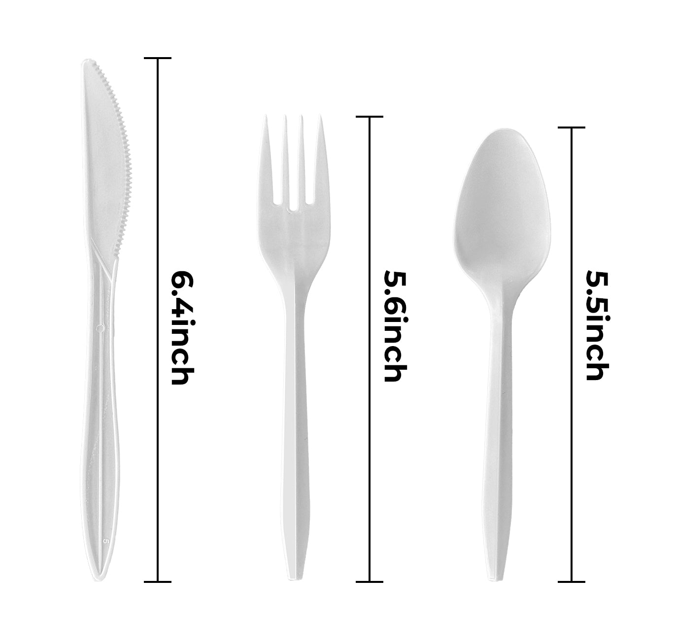 [250ct] PP Plastic Medium Weight Cutlery Kits with Salt and Pepper | White