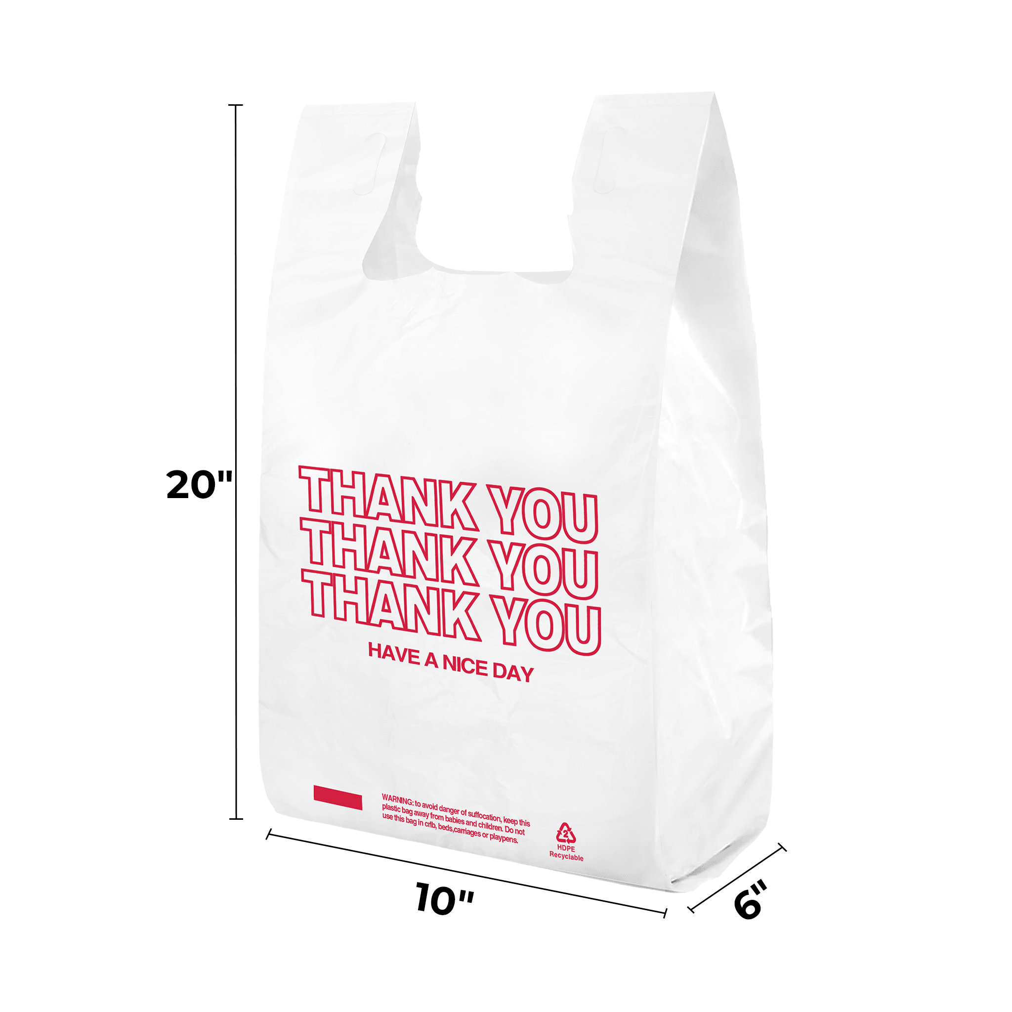 [400 ct] 1/8 Size White "Thank You" Medium - Duty PS T-Shirt Bags | 1.0 Mil - Biocean by Danube BlueBiocean