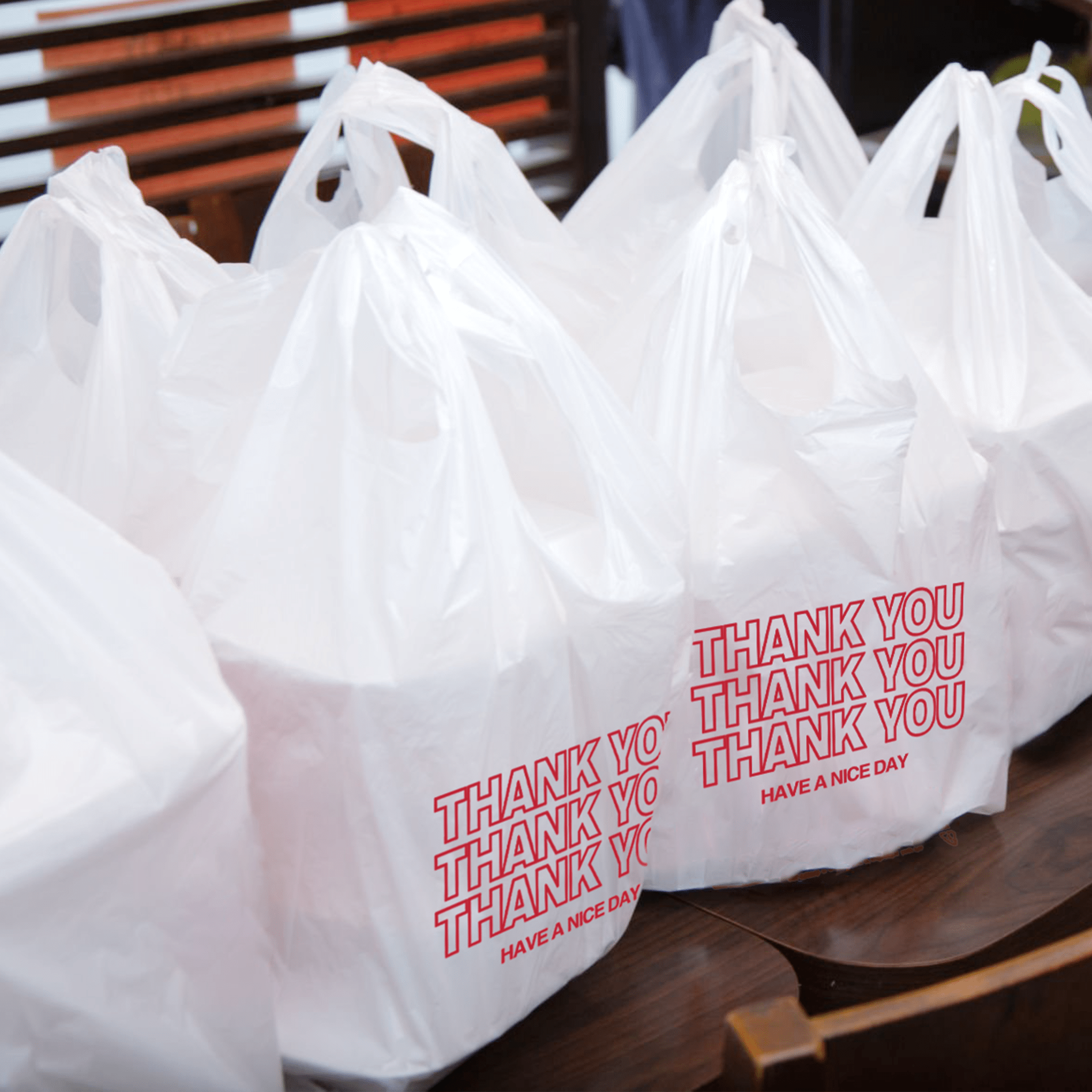 [400 ct] 1/8 Size White "Thank You" Medium - Duty PS T-Shirt Bags | 1.0 Mil - Biocean by Danube BlueBiocean