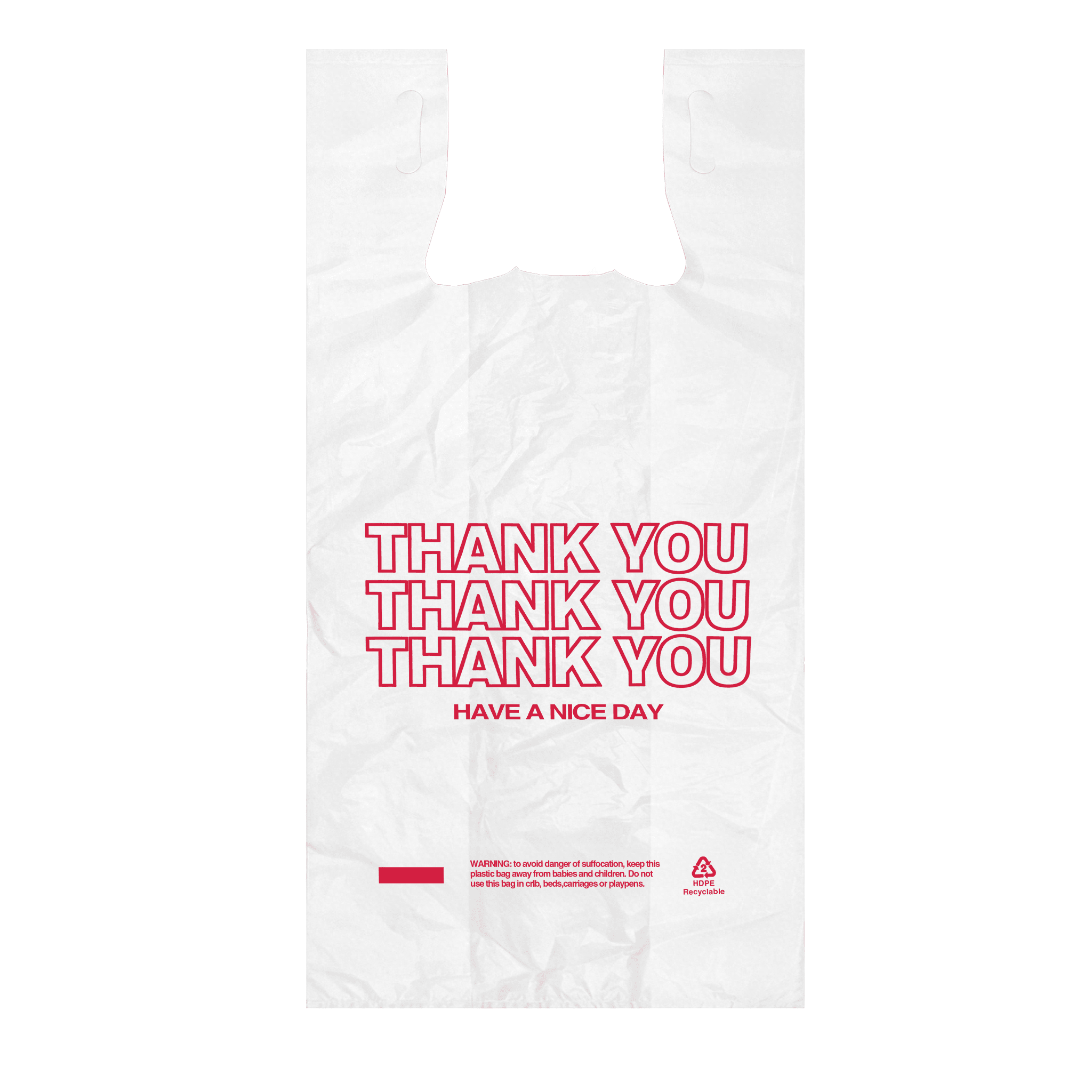 [400 ct] 1/8 Size White "Thank You" Medium - Duty PS T-Shirt Bags | 1.0 Mil - Biocean by Danube BlueBiocean