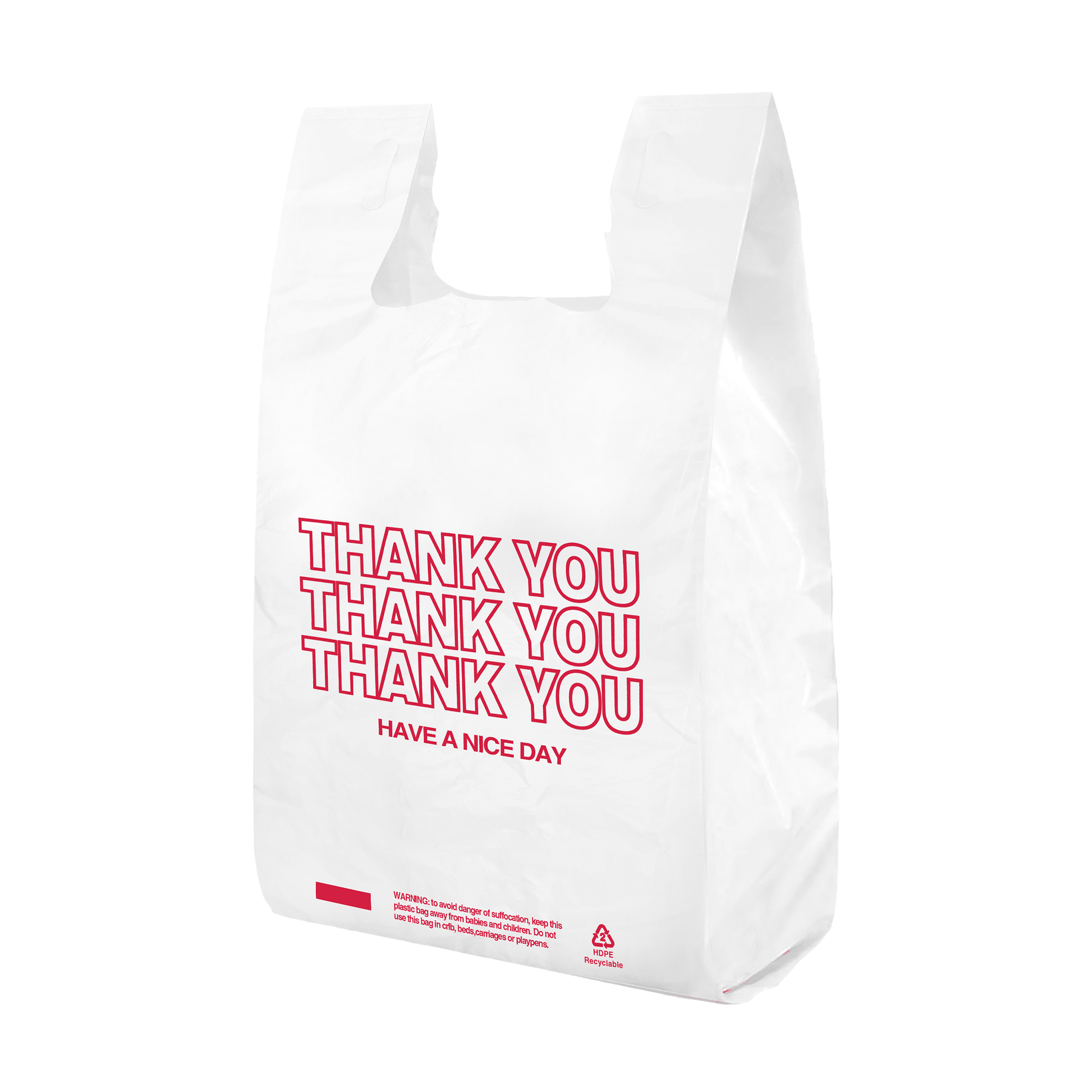 [400 ct] 1/8 Size White "Thank You" Medium - Duty PS T-Shirt Bags | 1.0 Mil - Biocean by Danube BlueBiocean