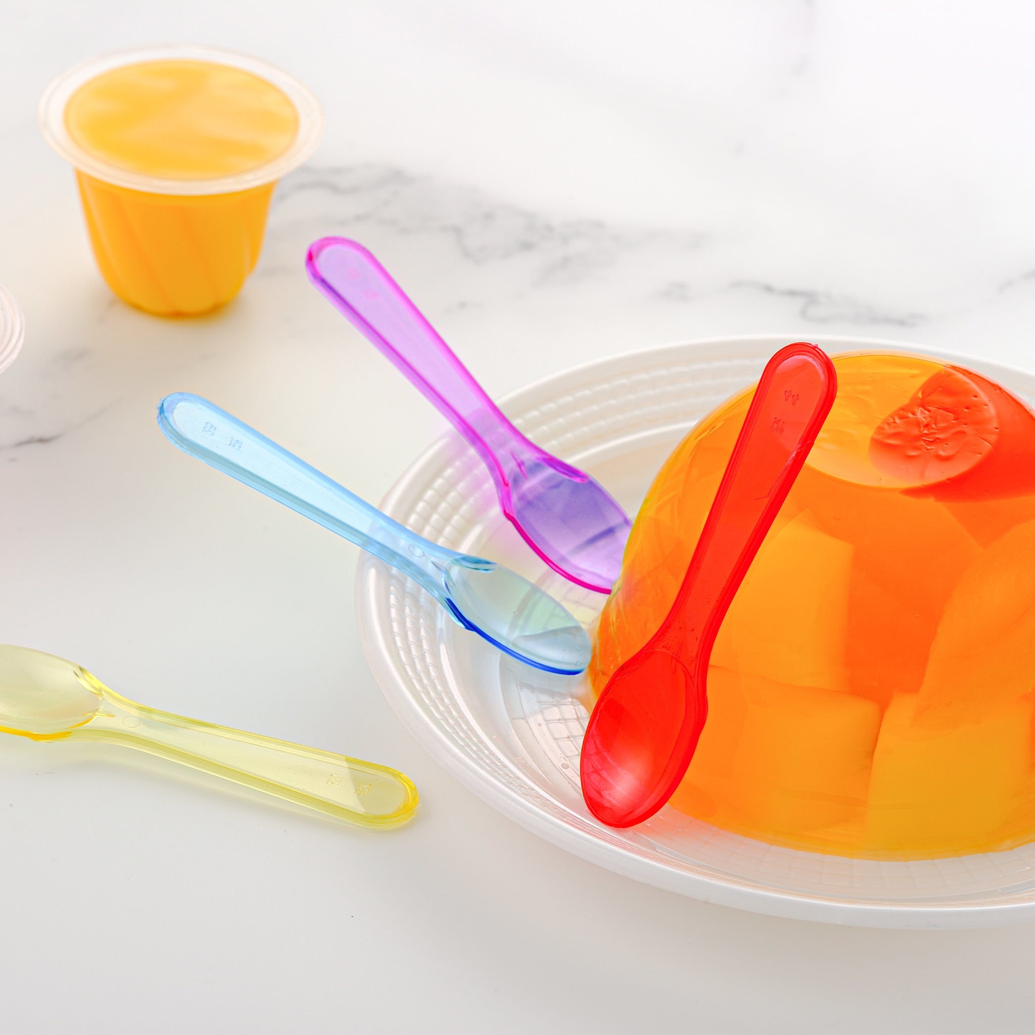 [4,000 ct] 3" PS Plastic Tasting Spoons | Assorted Colors - Biocean by Danube BlueBiocean