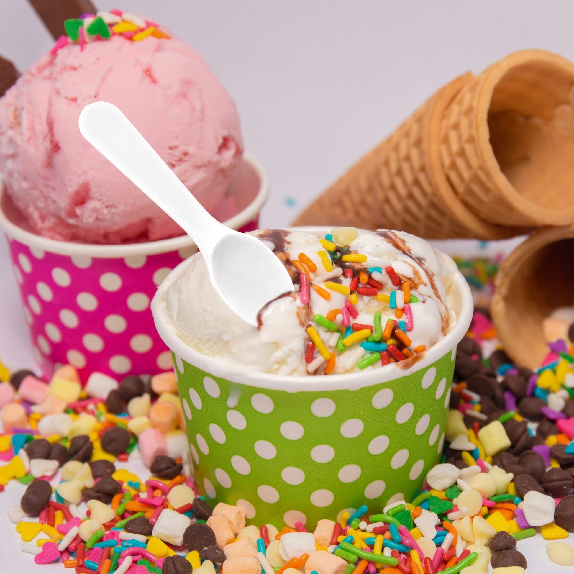 [4,000 ct] 3" PS Plastic Tasting Spoons | White - Biocean by Danube BlueBiocean